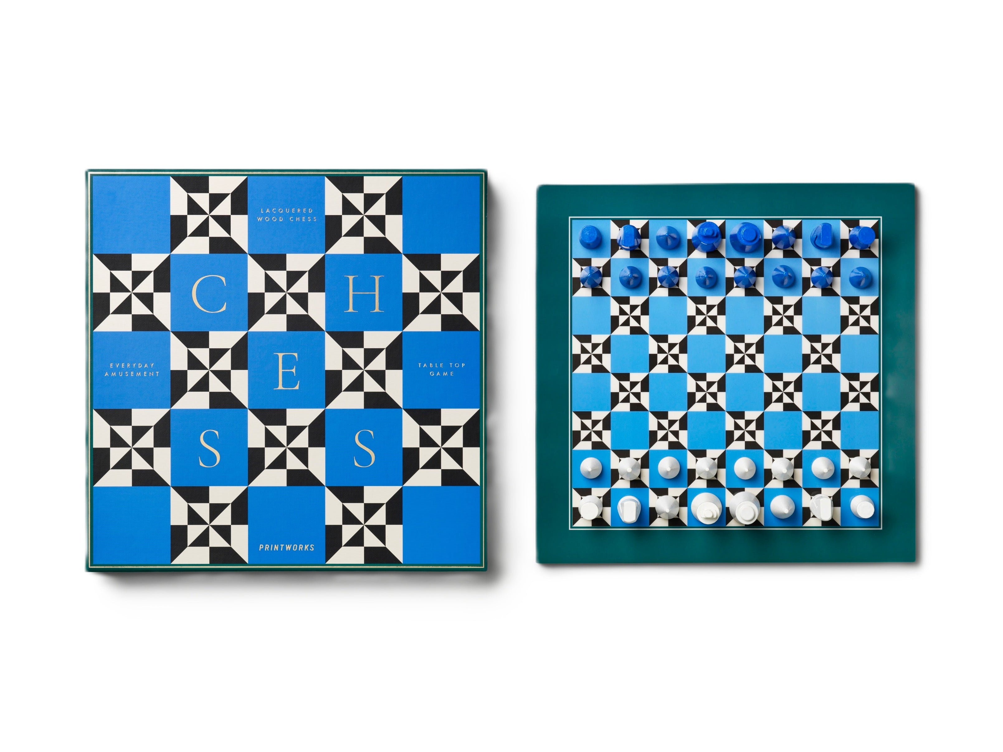 Lacquered Chess Set POSEIDON Blue