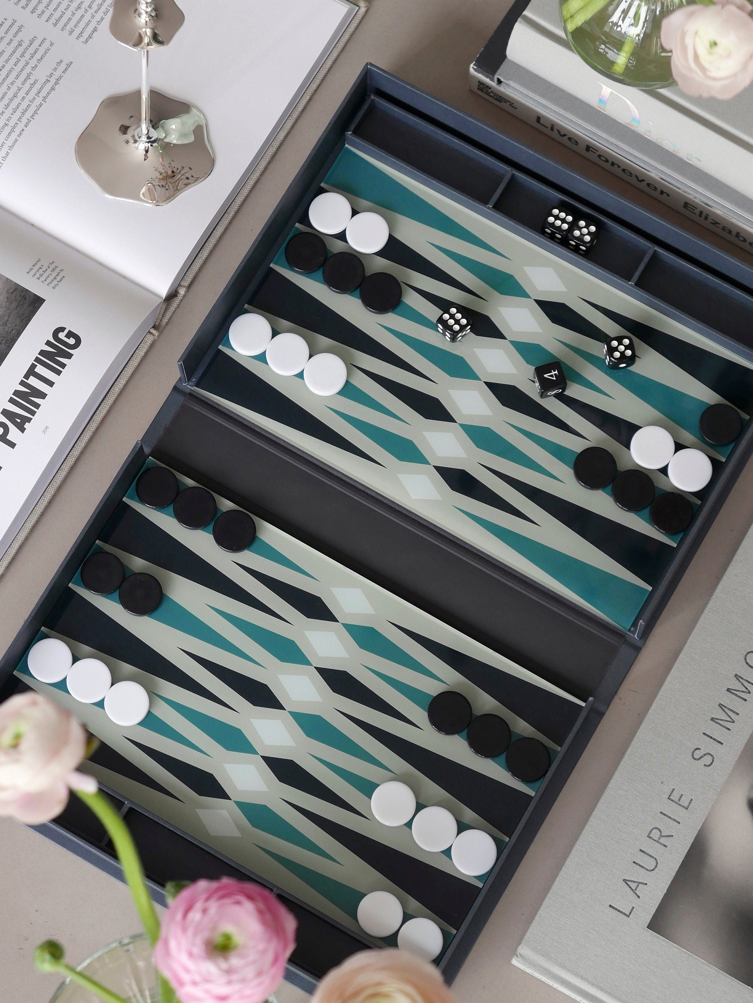 Sada na hru v backgammon BACKGAMMON CLASSIC šedá