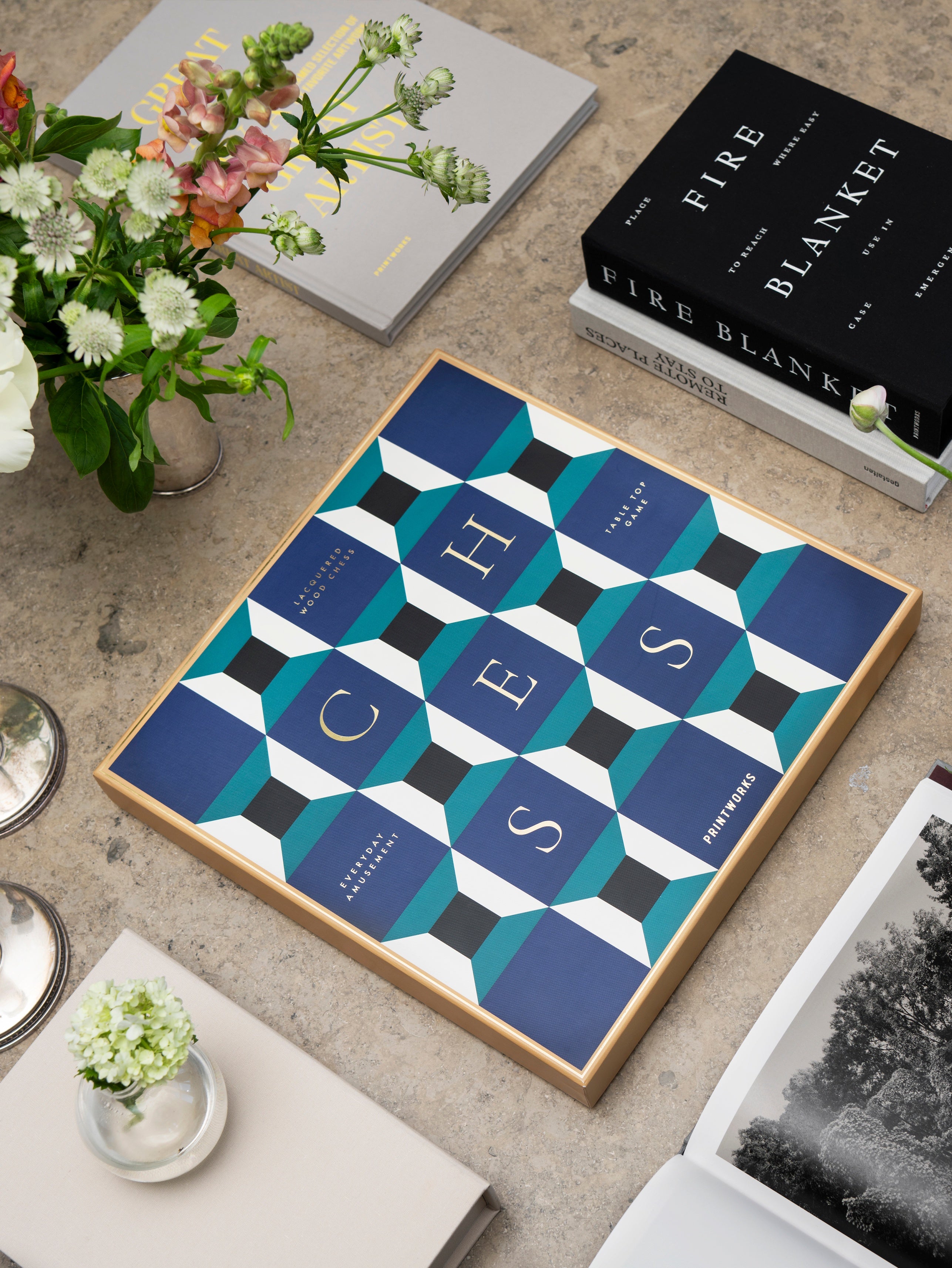 Sada na šachy LACQUERED CHESS ATHENA modrá