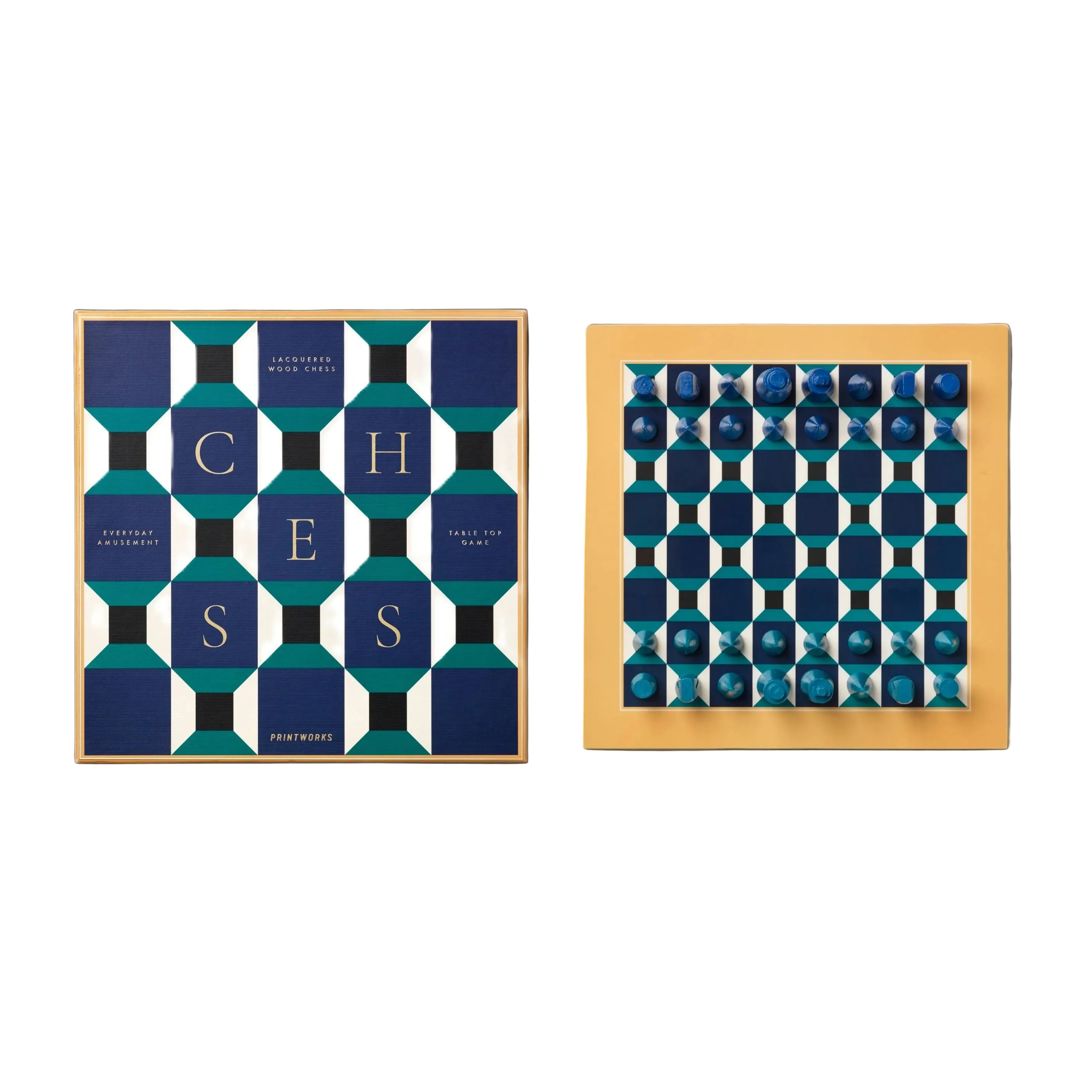 Sada na šachy LACQUERED CHESS ATHENA modrá