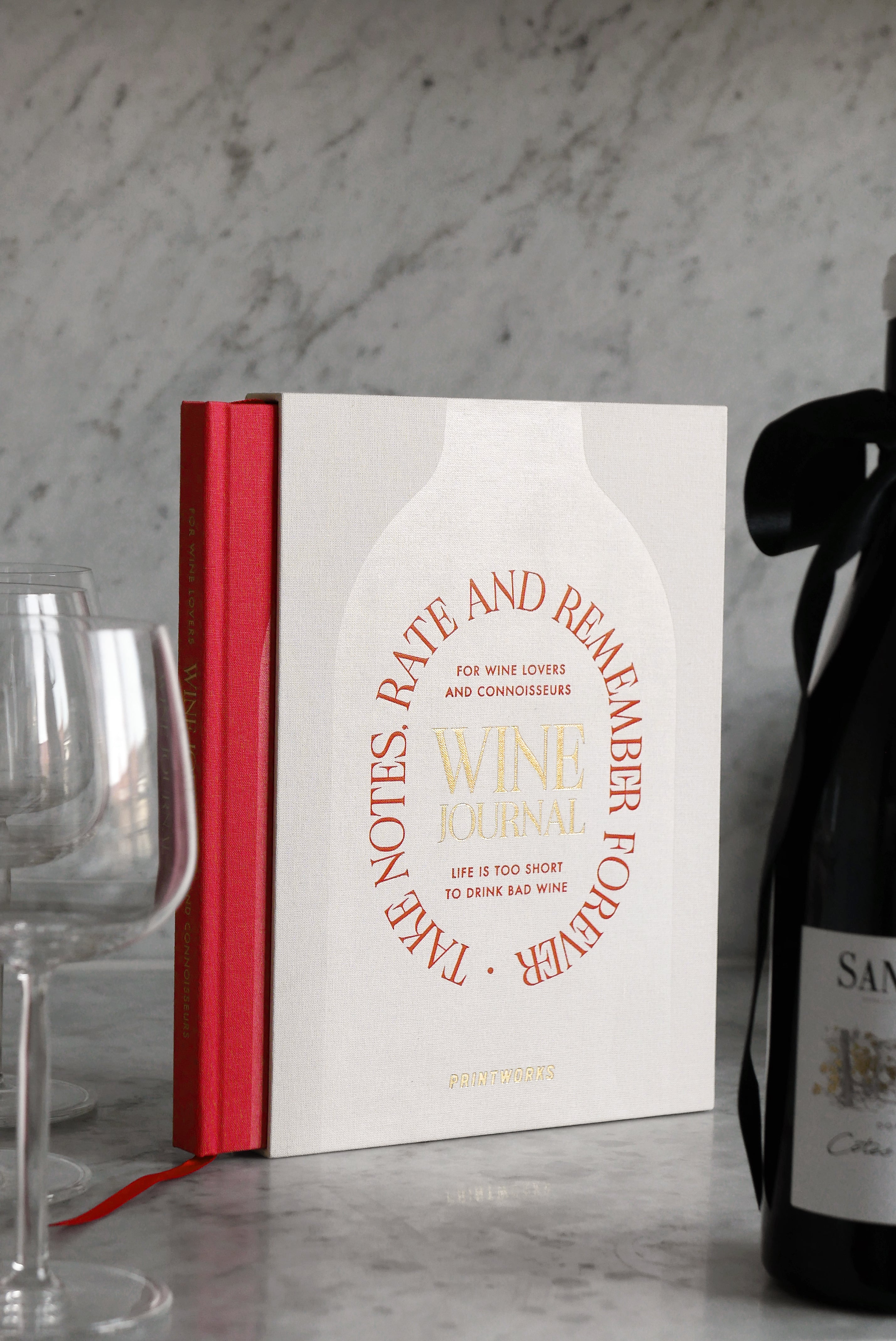 Deník degustace vín WINE TASTING béžový s červenou
