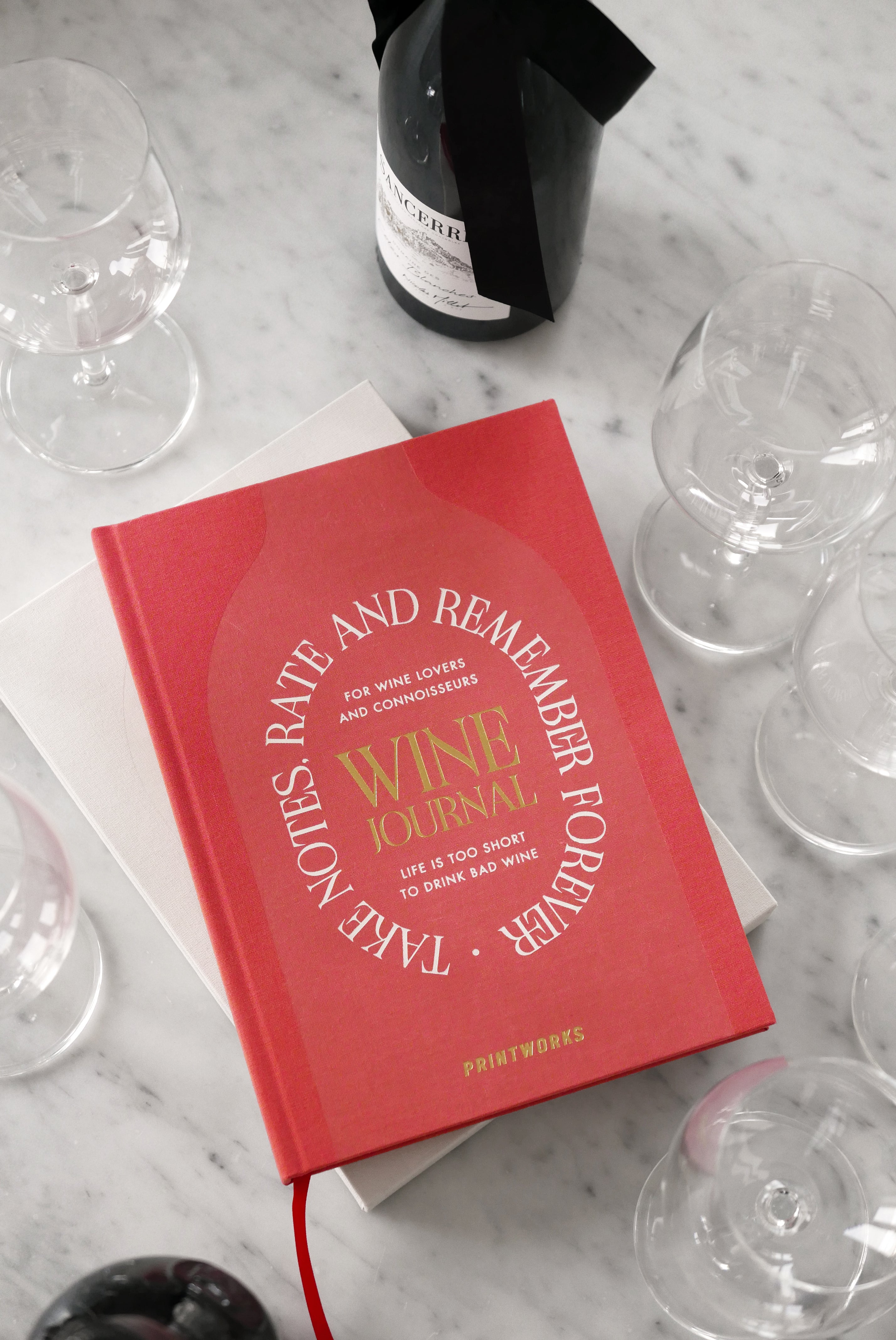 Deník degustace vín WINE TASTING béžový s červenou