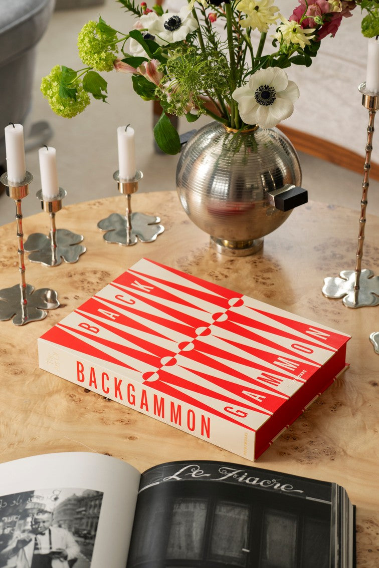 Sada na hru v backgammon ART OF BACKGAMMON červená s béžovou