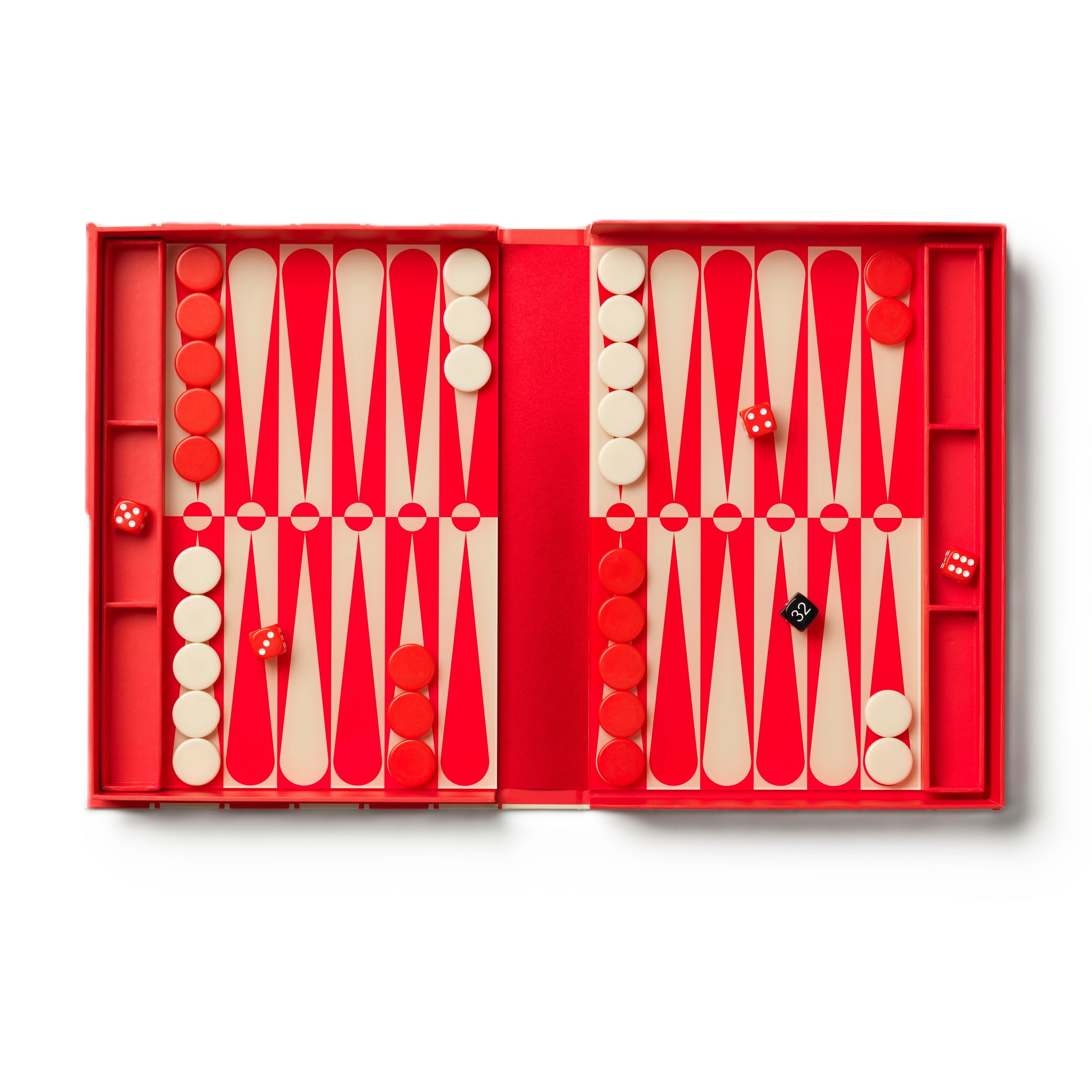 Sada na hru v backgammon ART OF BACKGAMMON červená s béžovou