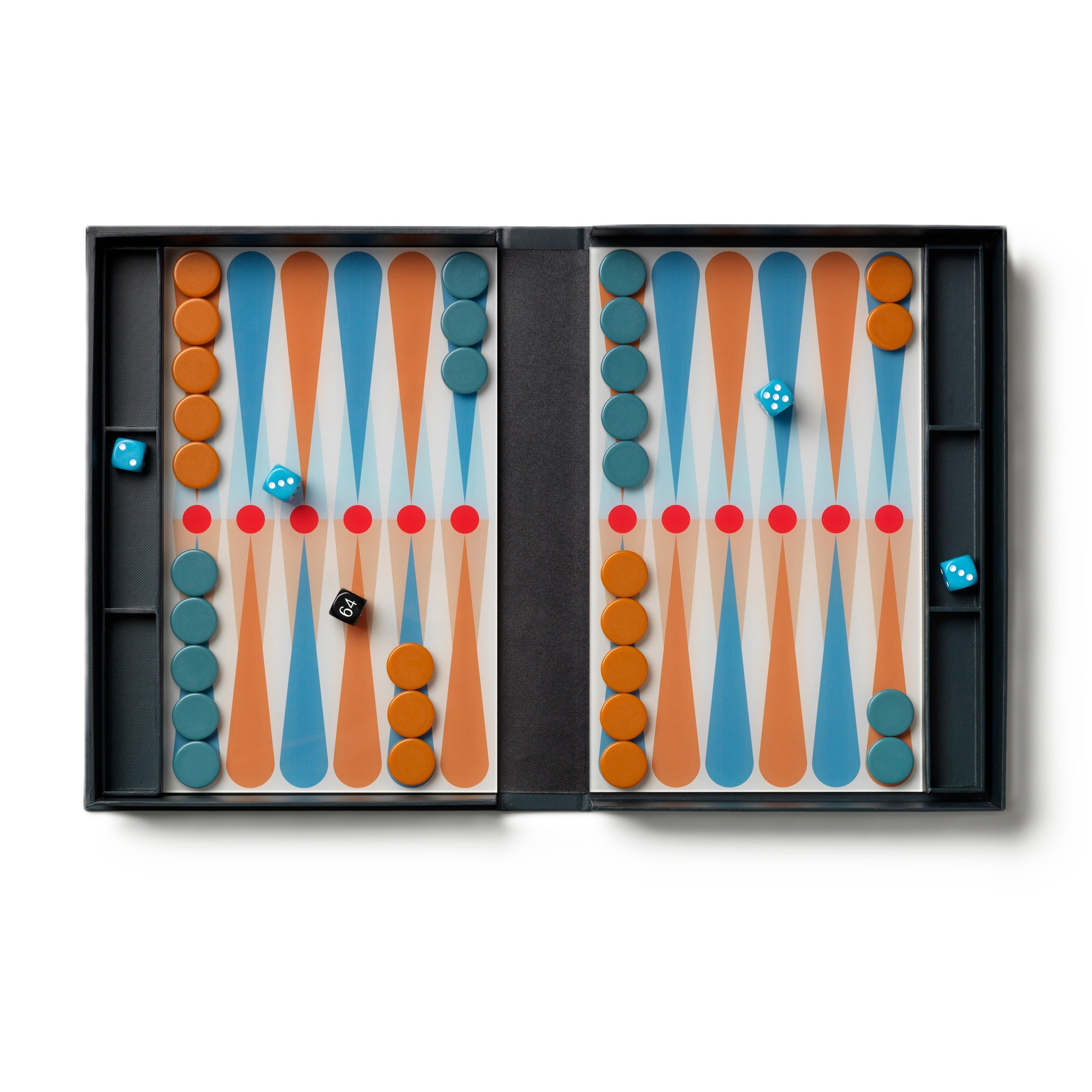 Sada na hru v backgammon ART OF BACKGAMMON šedá s modrou a oranžovou
