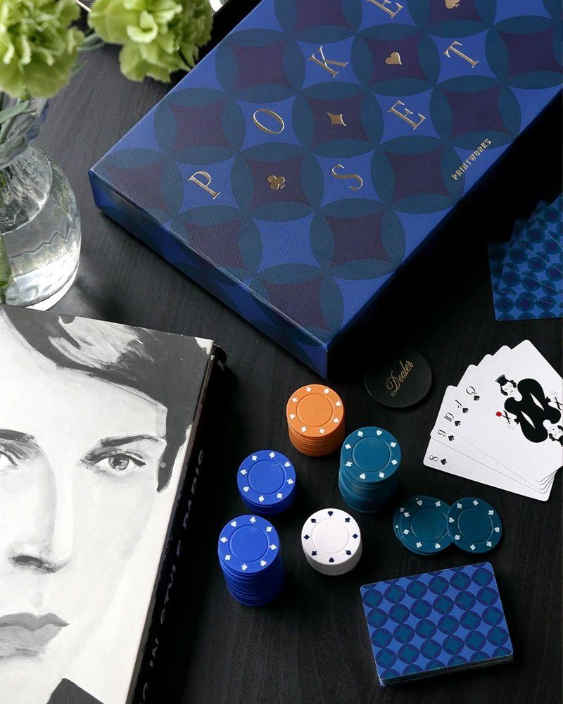 ART OF POKER black and navy poker set