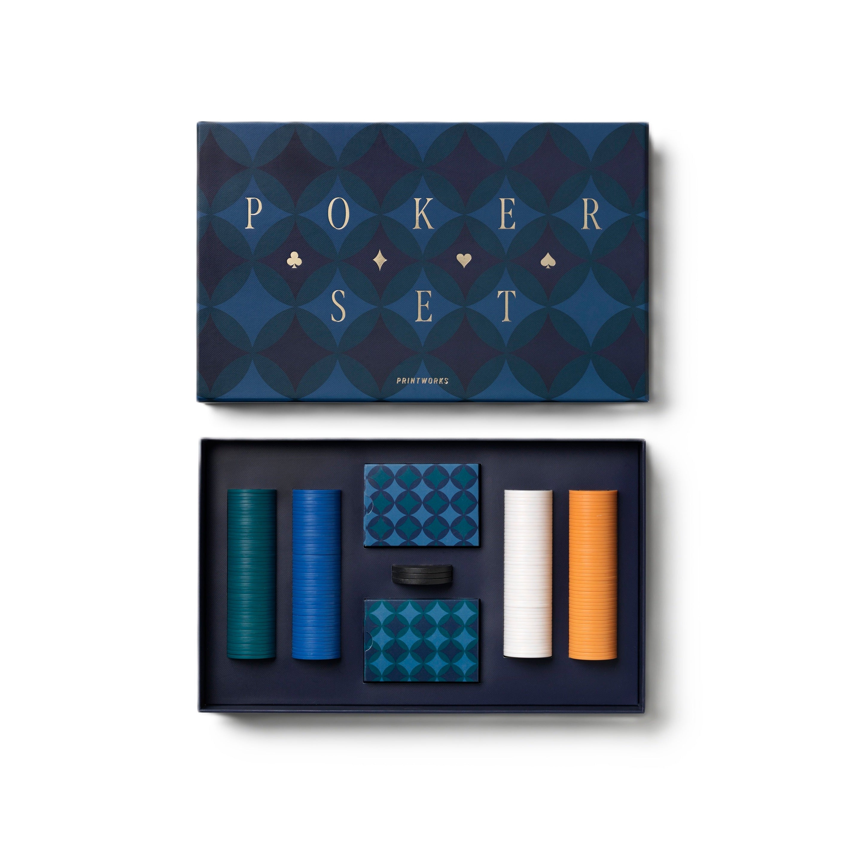 ART OF POKER black and navy poker set