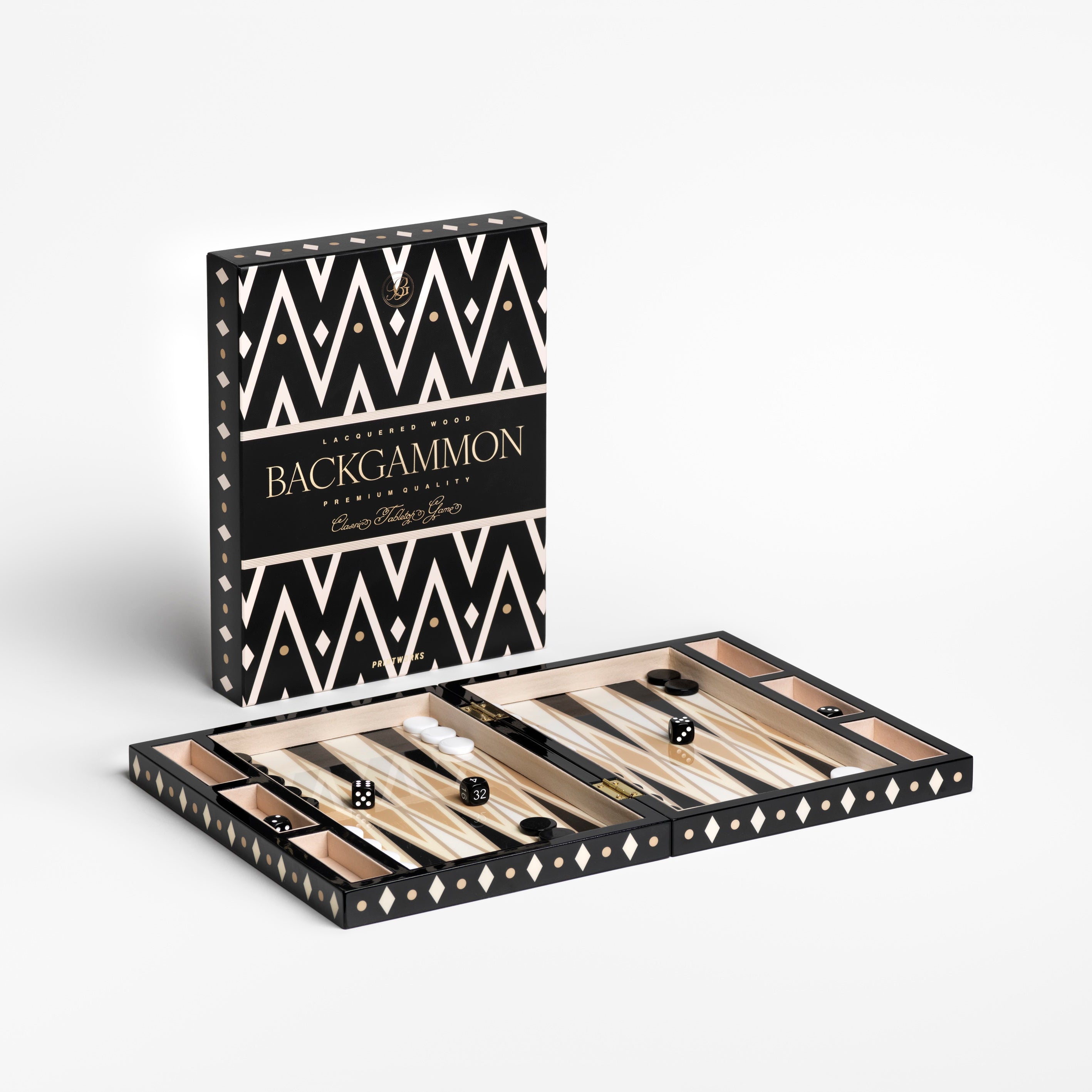 Sada na hru v backgammon LACQUERED BACKGAMMON černá s bílou