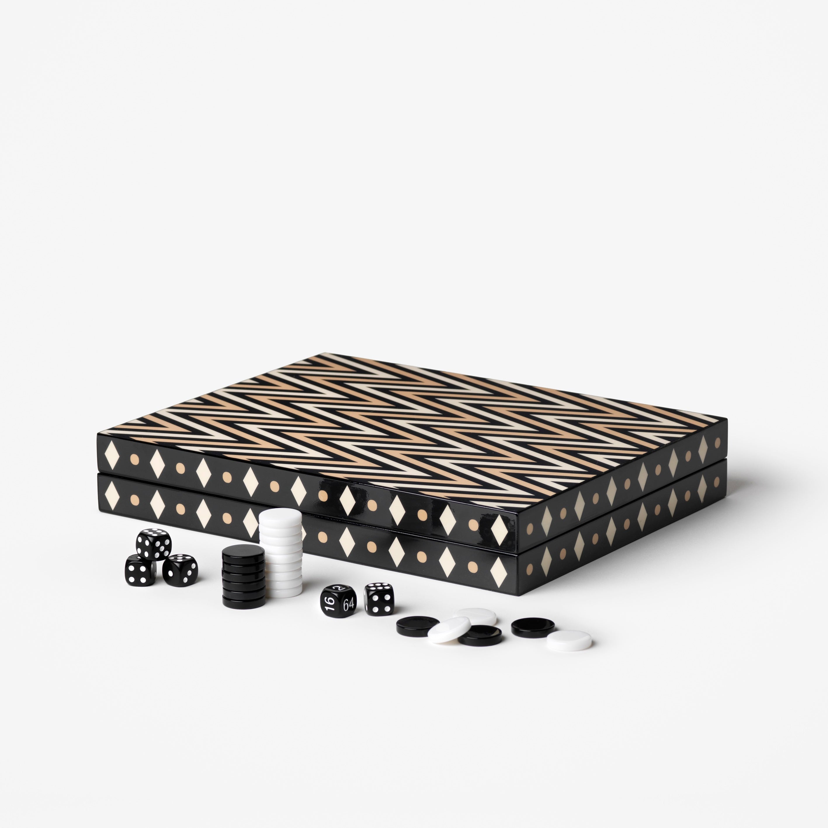 Sada na hru v backgammon LACQUERED BACKGAMMON černá s bílou