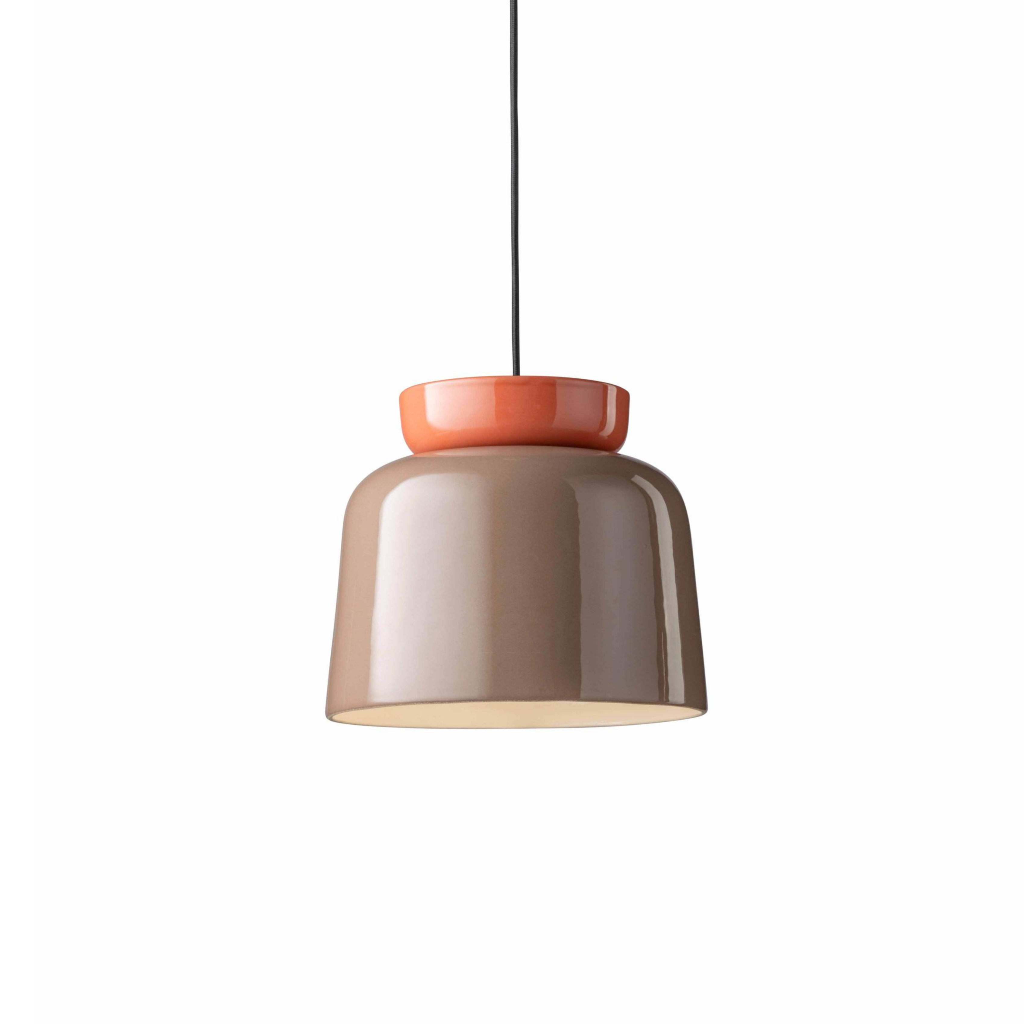 Závěsná keramická lampa CORCOVADO moka s oranžovou