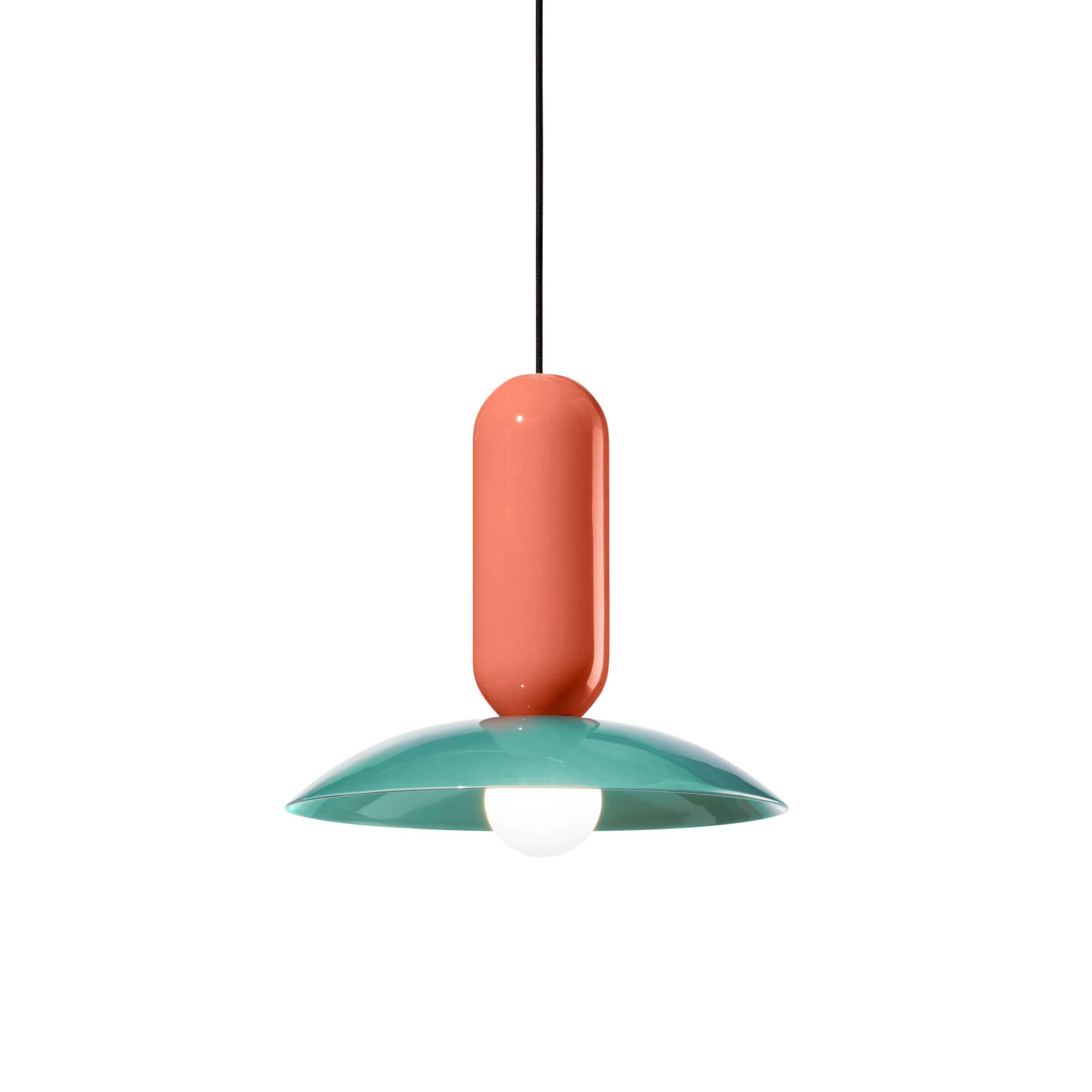 Závěsná keramická lampa PAU oranžová s tyrkysovou