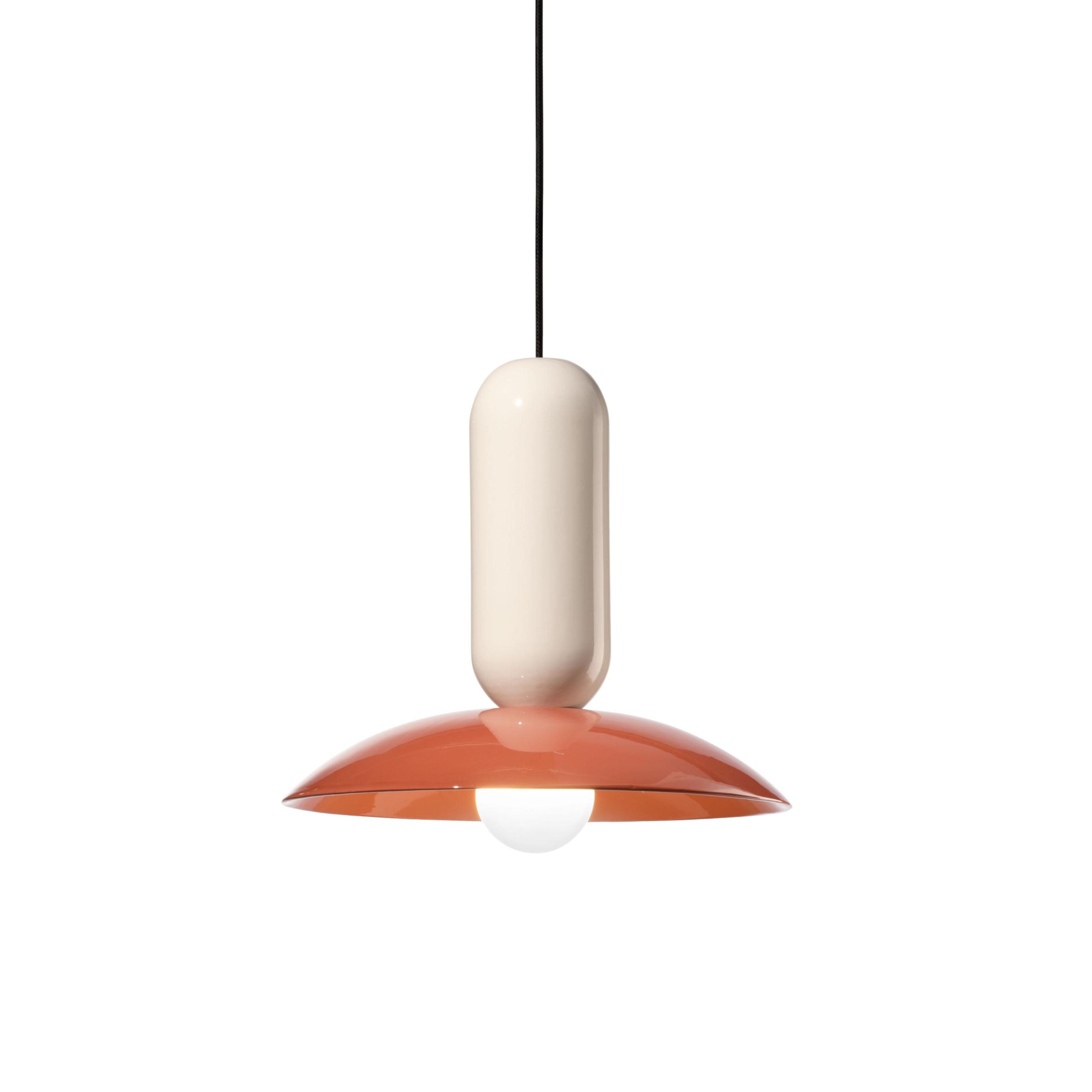 Závěsná keramická lampa PAU krémová s oranžovou