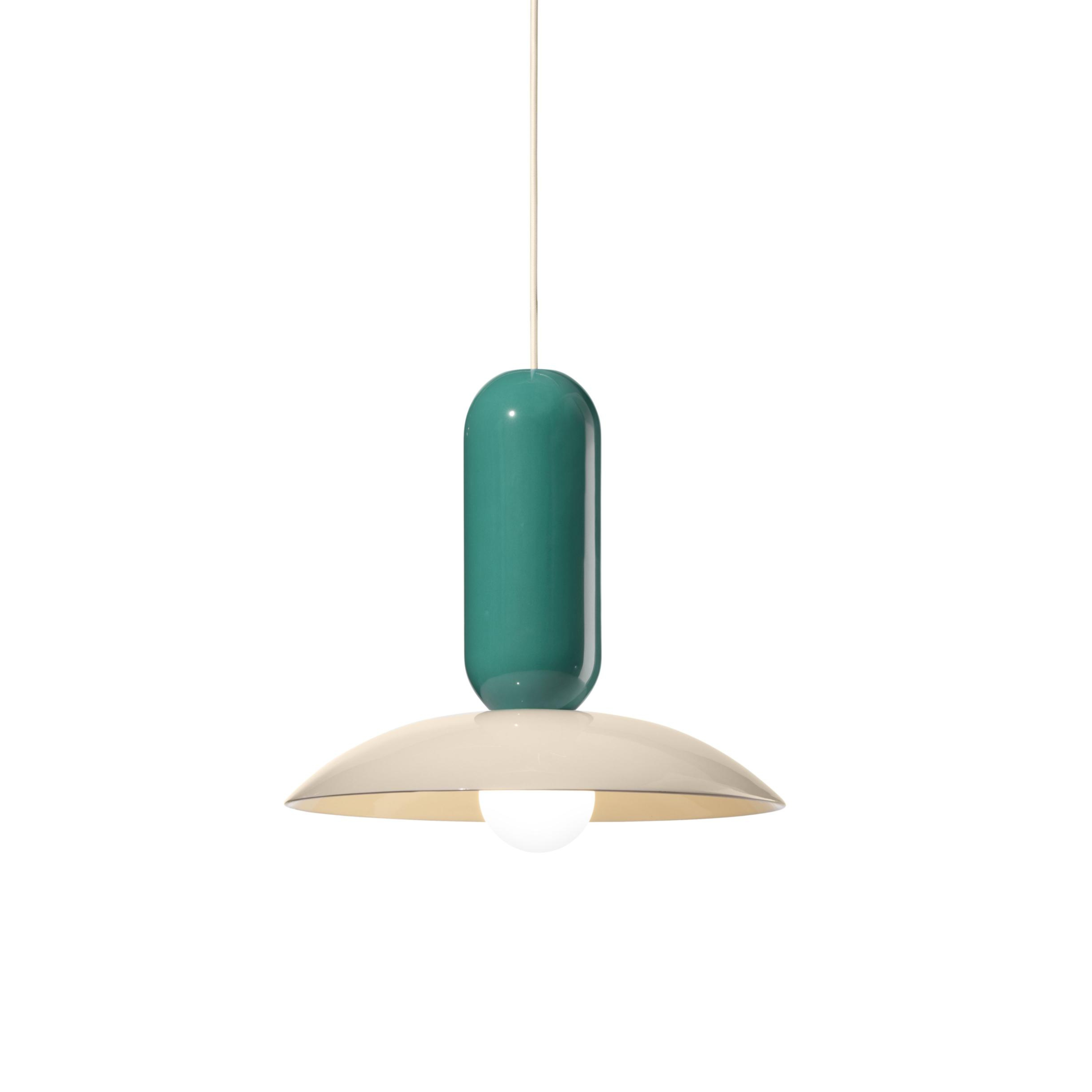 Závěsná keramická lampa PAU tyrkysová s krémovou