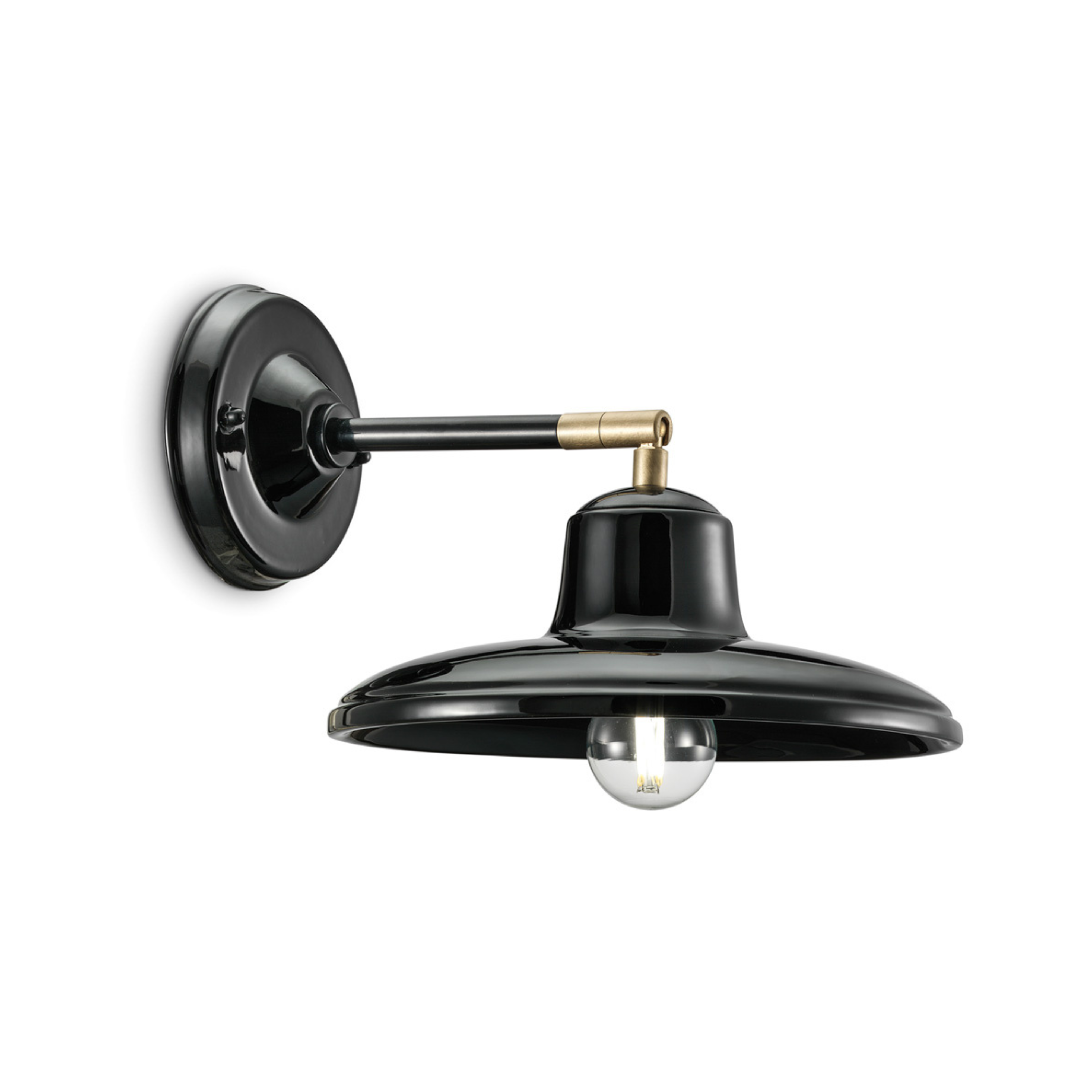 Nástěnná keramická lampa B&W černá s mosazným povrchem