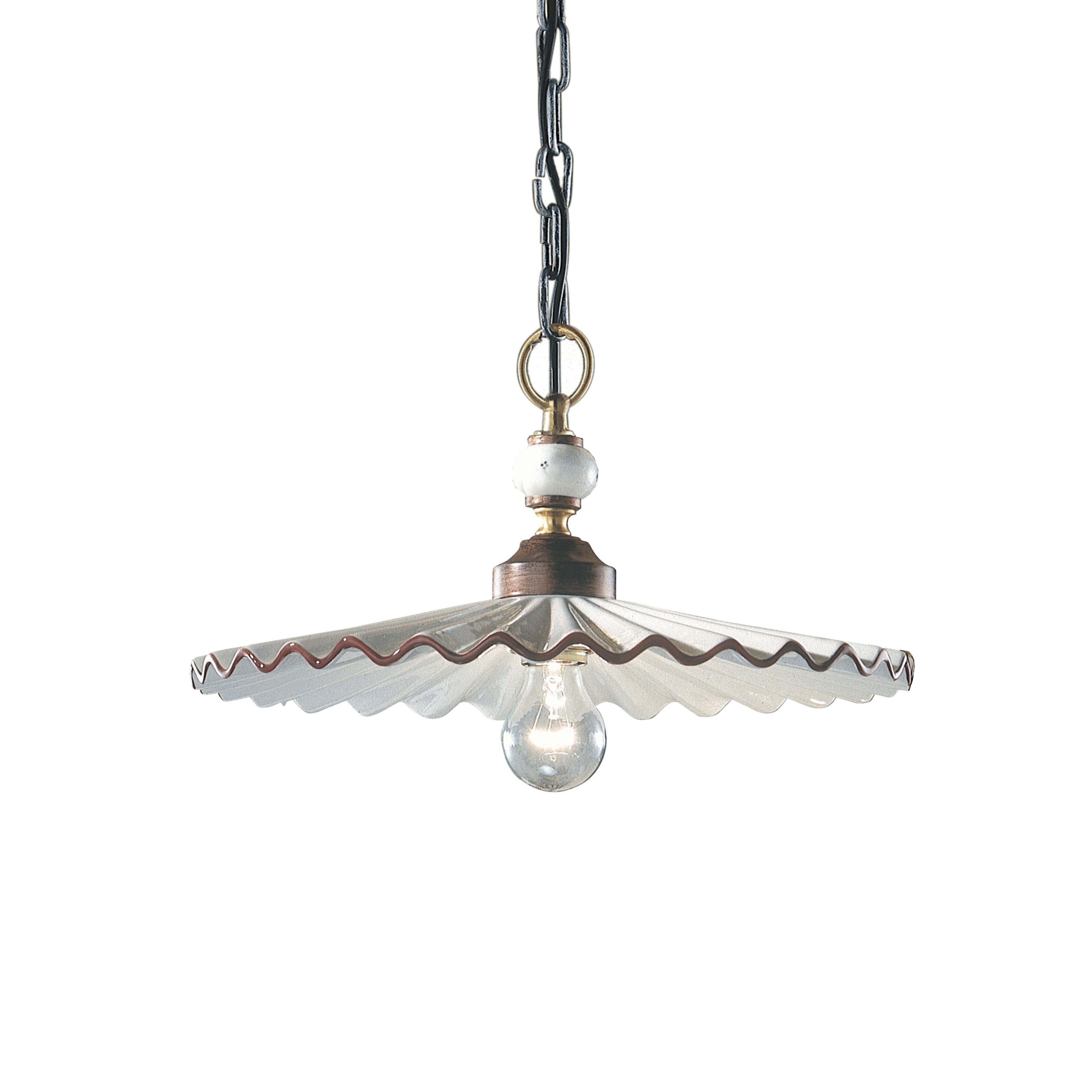 L’AQUILA ceramic pendant lamp in white with mocha and antique copper