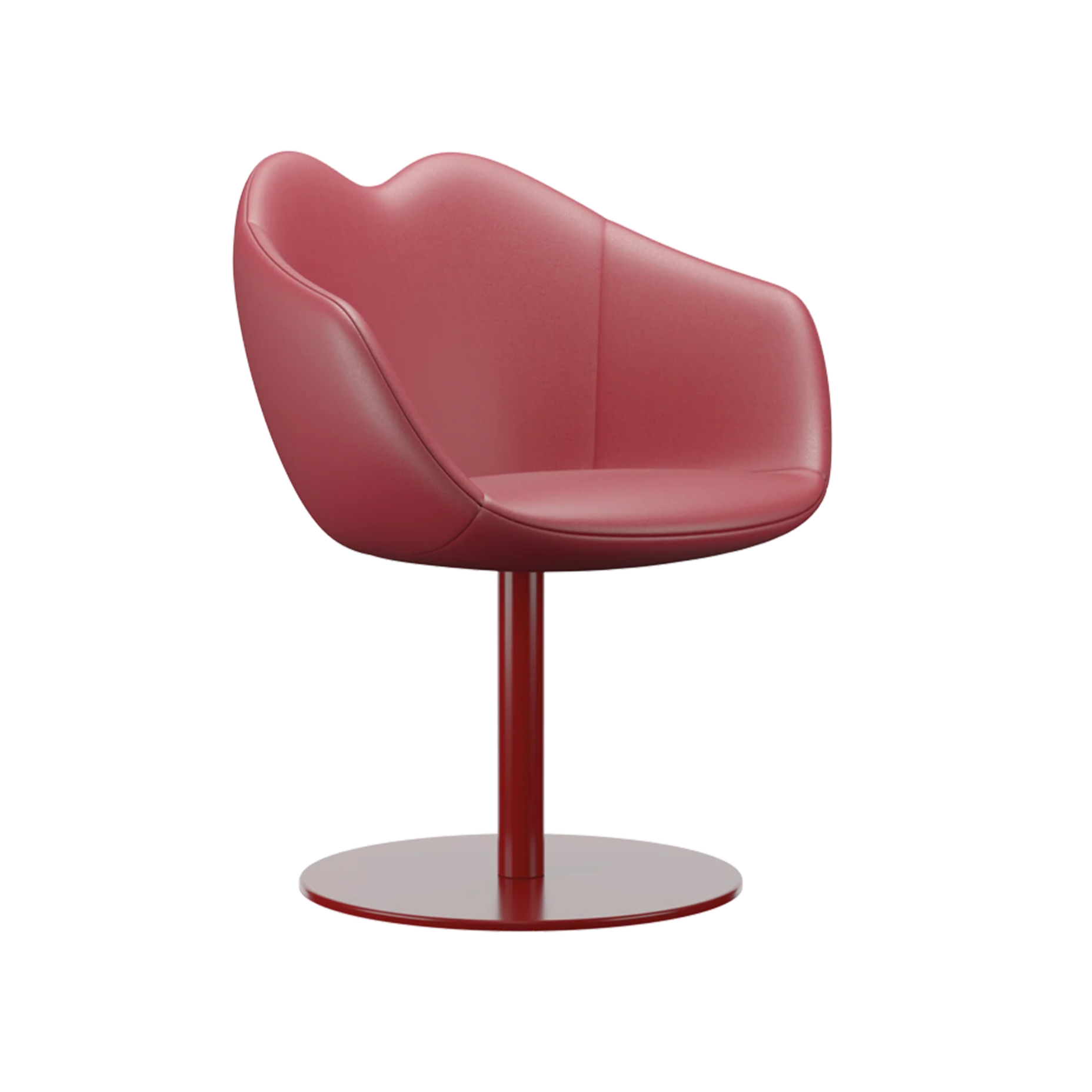 Křeslo kožené XOXO červené s kulatým podstavcem