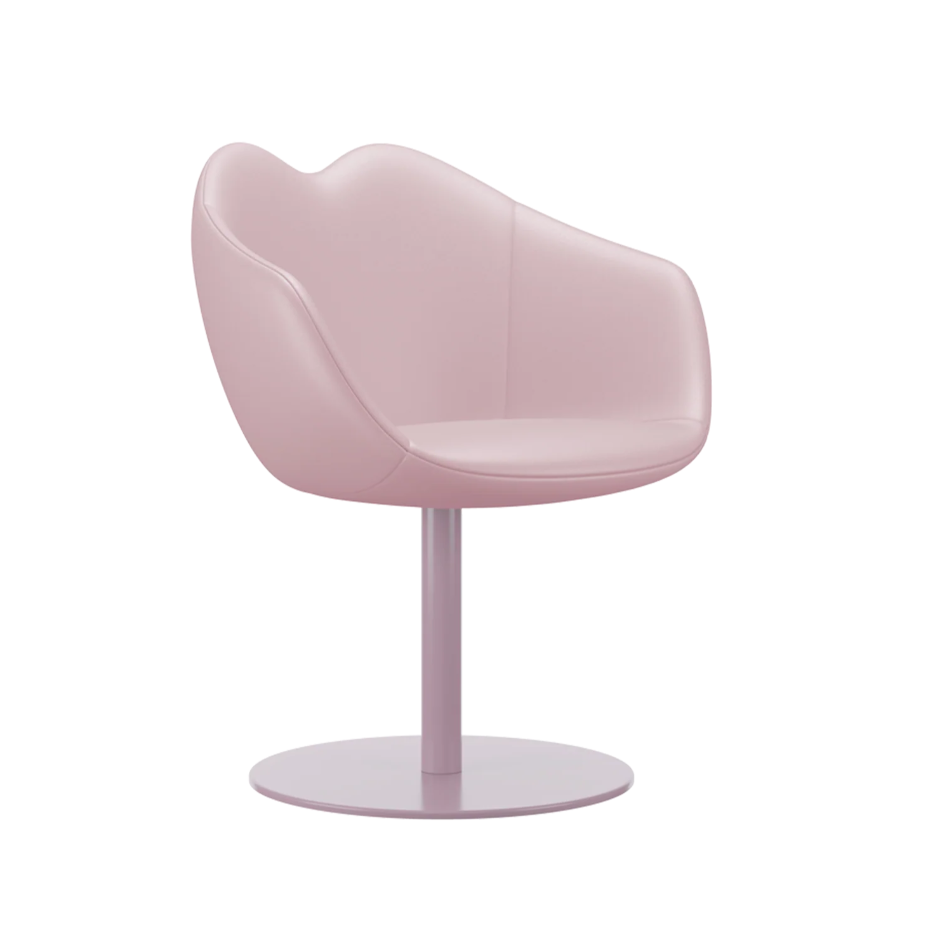XOXO pink leather armchair with a round base