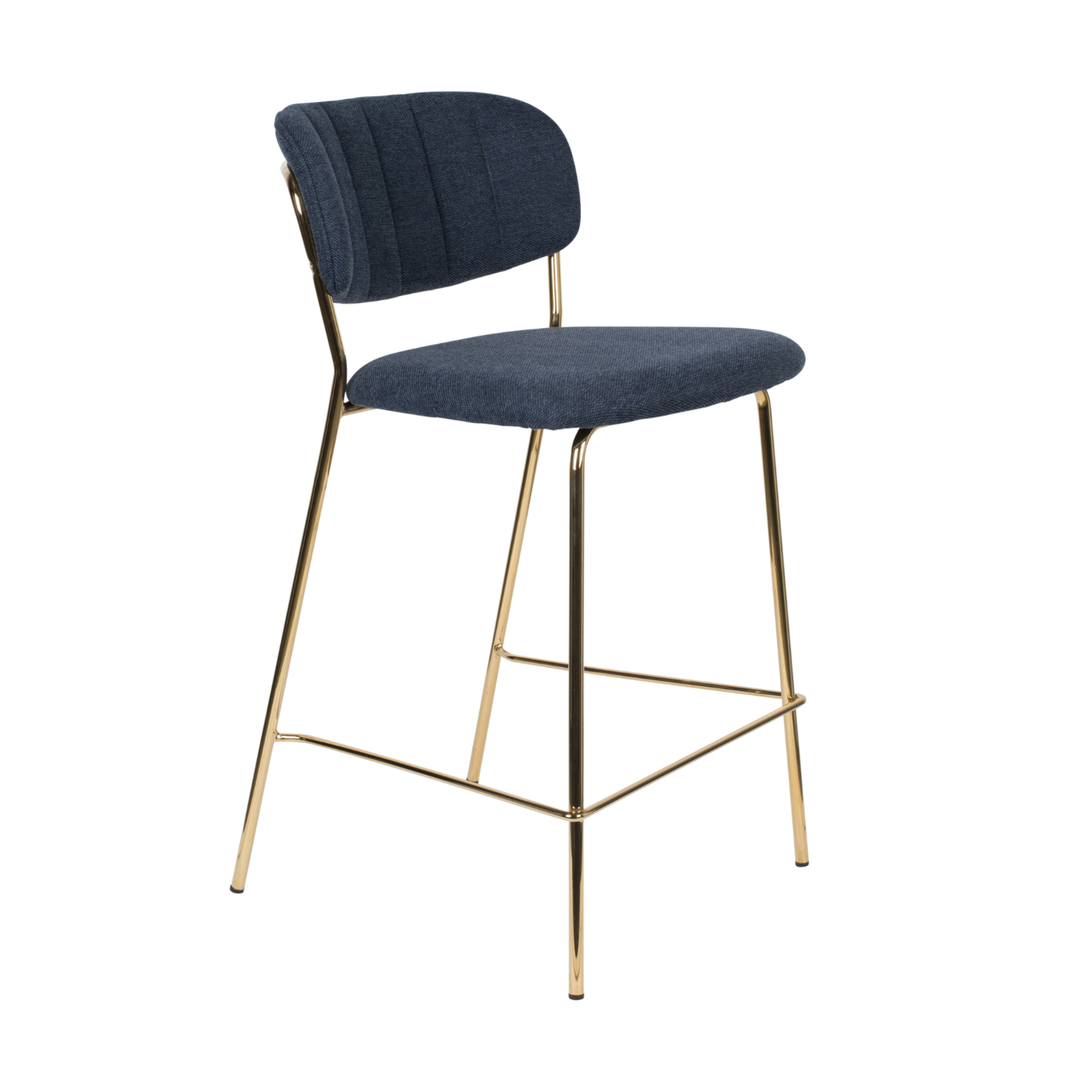 JOLIEN Dark Blue Stool with Gold Base