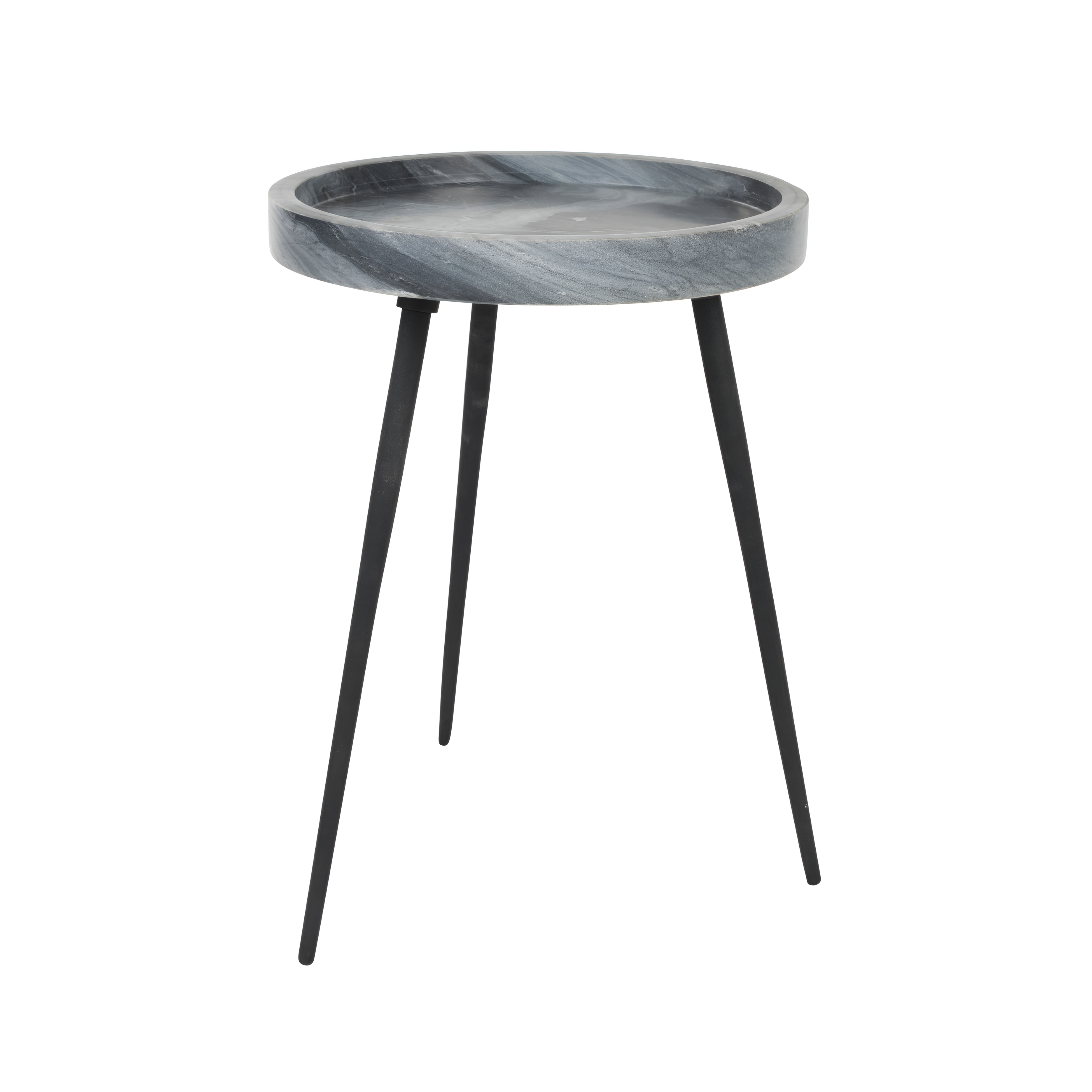 Šedý boční stolek KARRARA s černým