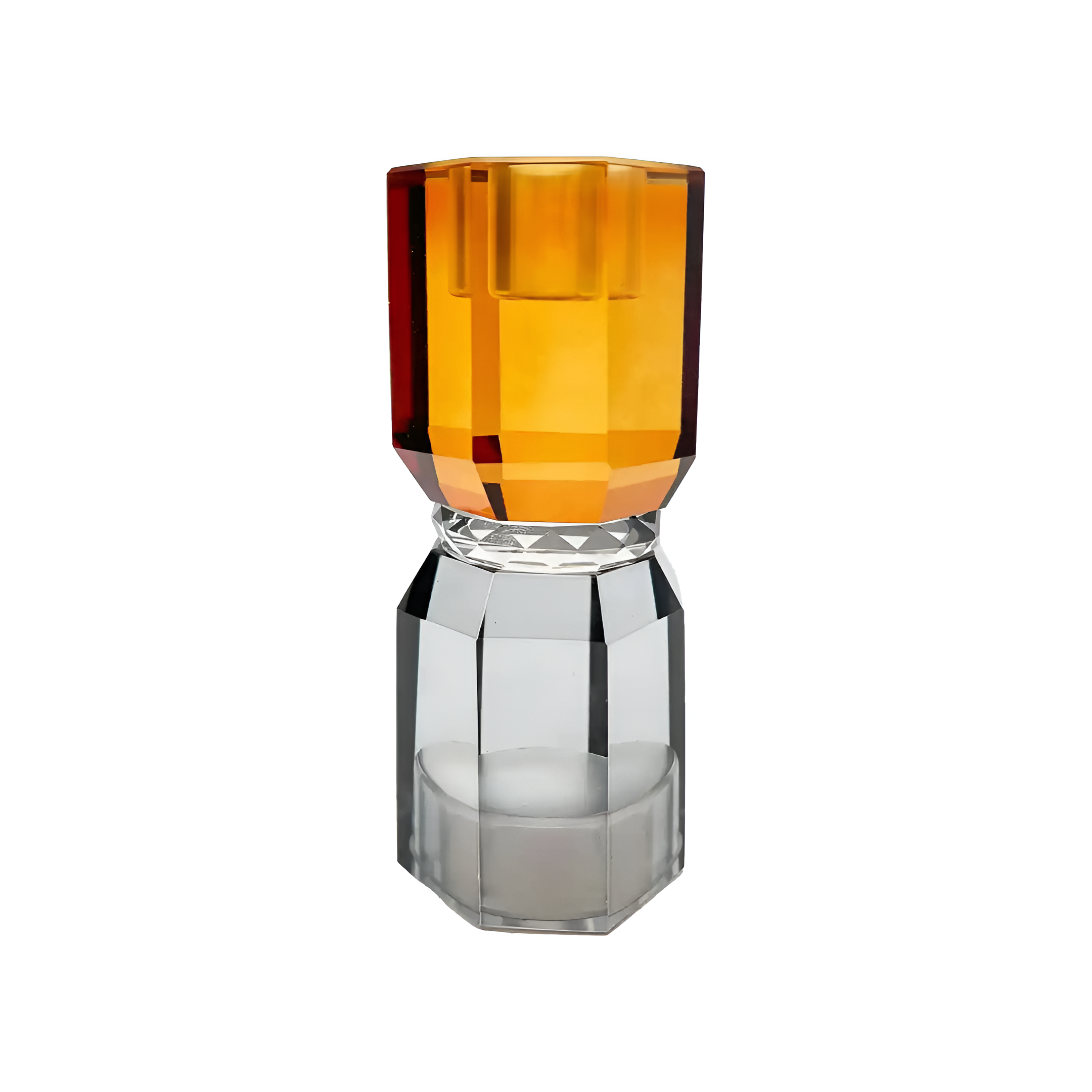 Svícen THYRA šedý s jantarovým