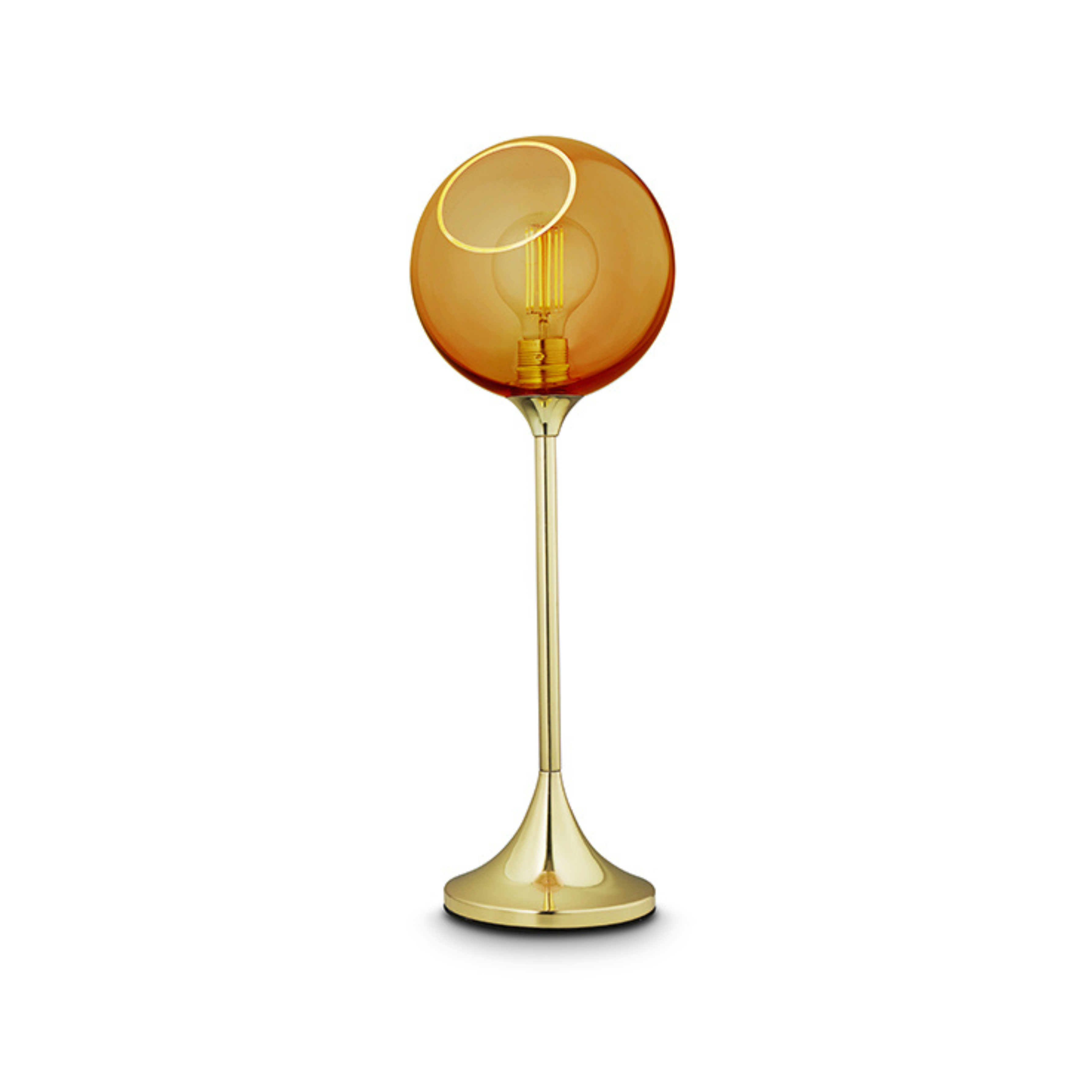 BALLROOM amber table lamp with a gold base