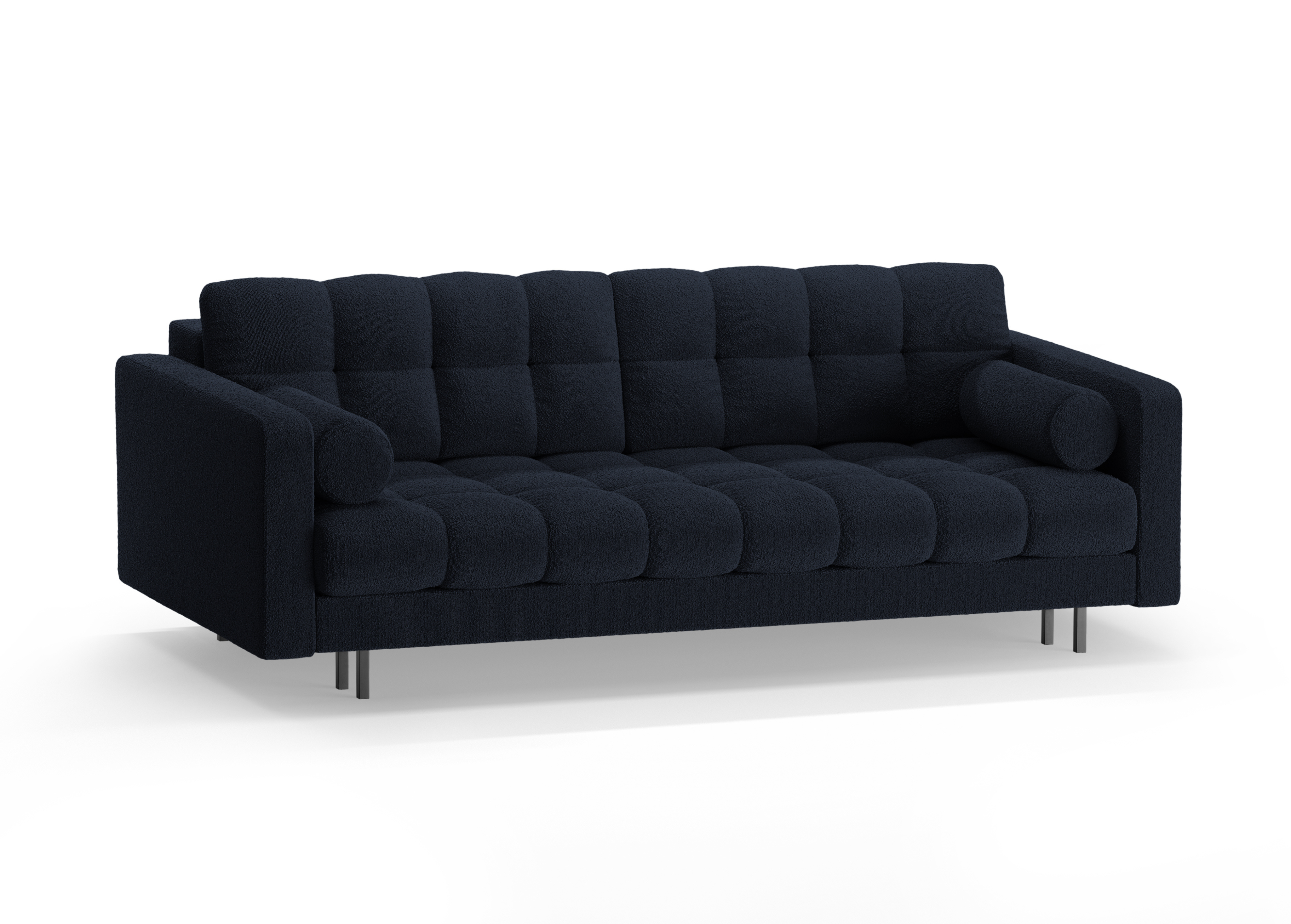 3-seater sofa with sleeping function BALI dark blue bouclé with black base