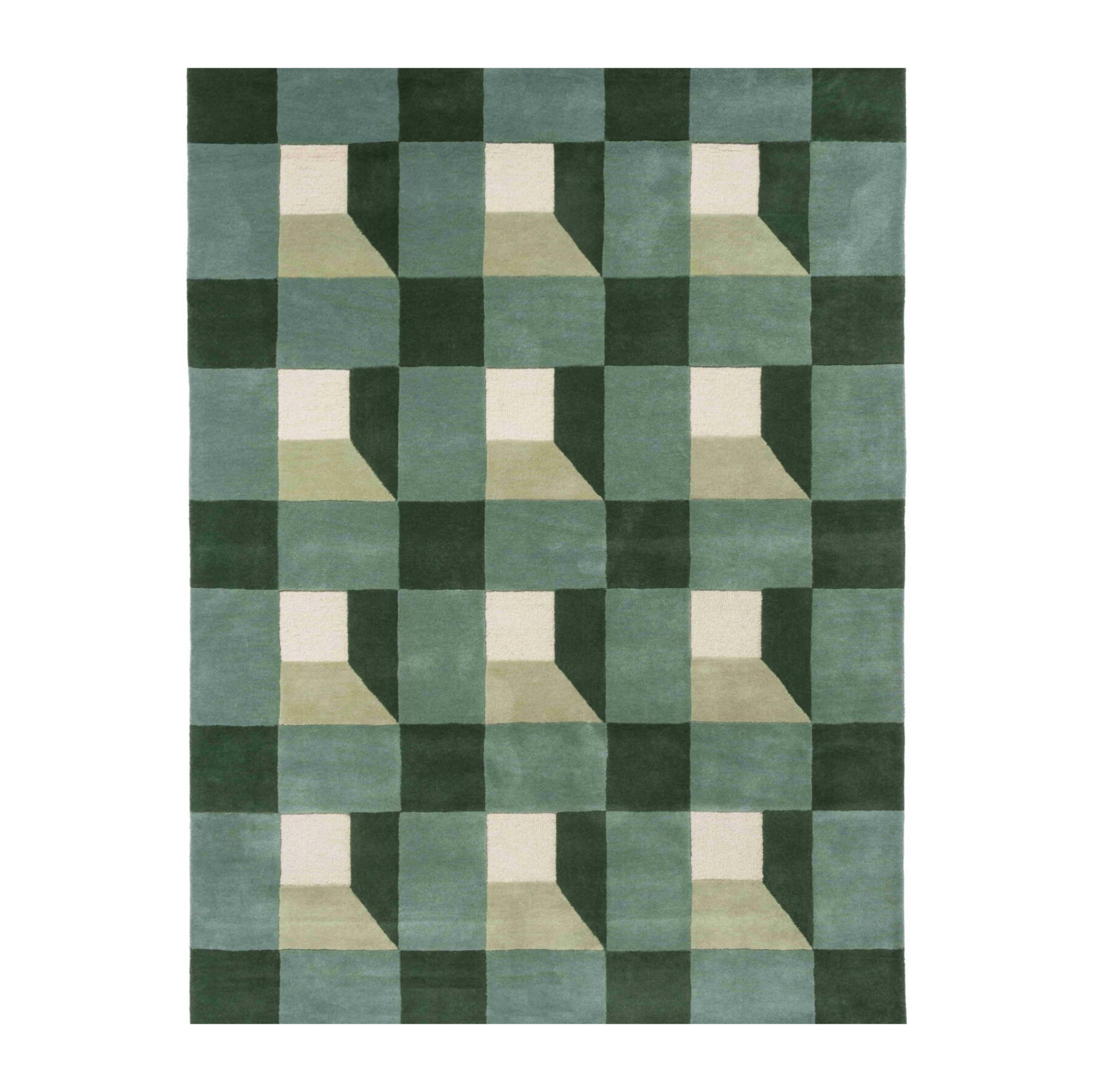 BLOCKS FERN rug in green-beige
