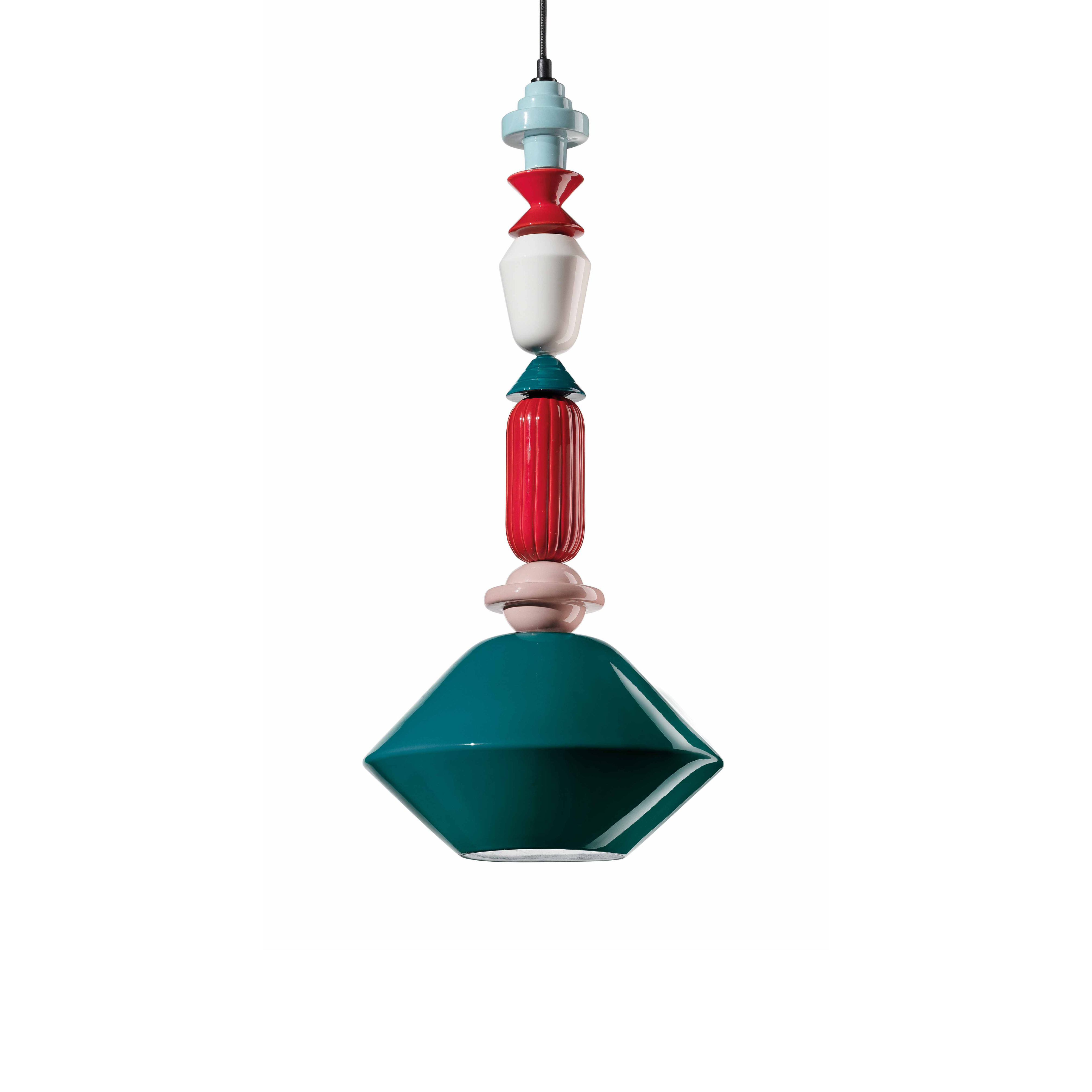 Závěsná keramická lampa LARIAT modrý petrol