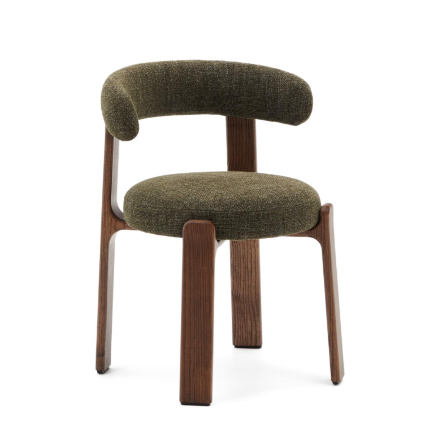 GRANITE chair in green chenille with a dark ash base