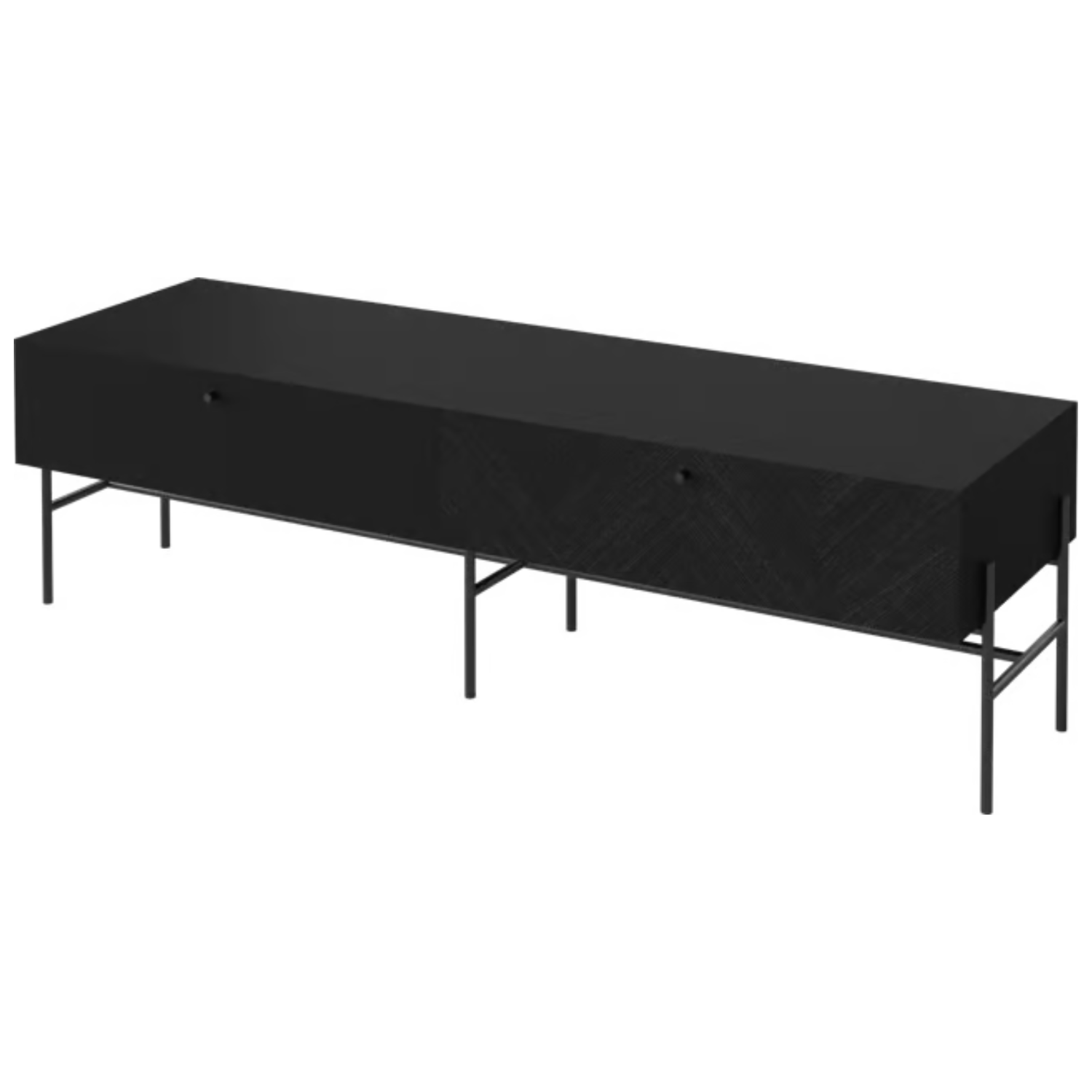 RTV skříň LUXE černé dubové dřevo s černým podstavcem