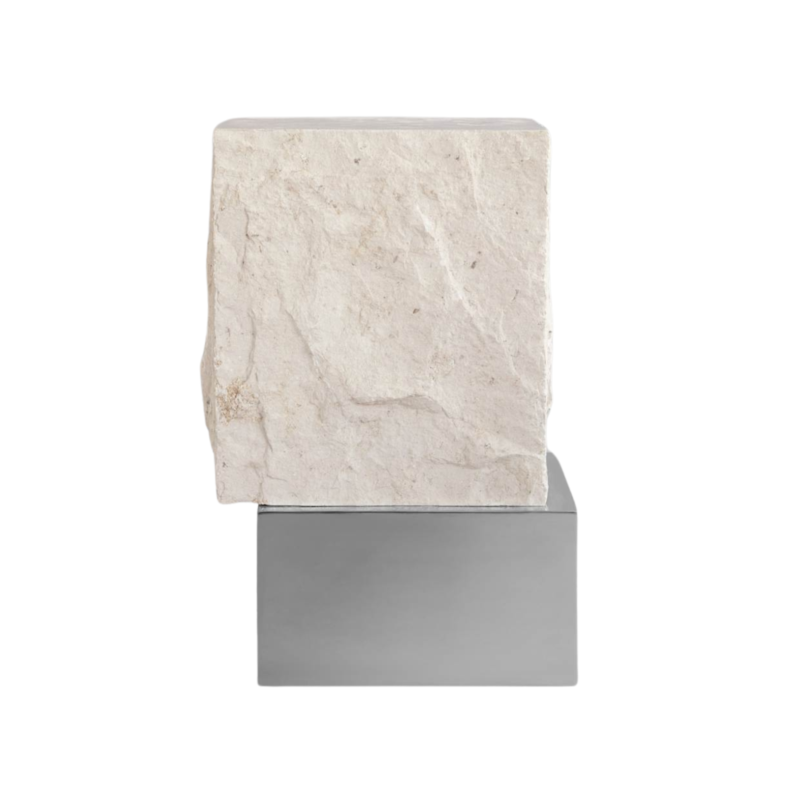 Konferenční stolek TEMPLE z vápence se stříbrným podstavcem