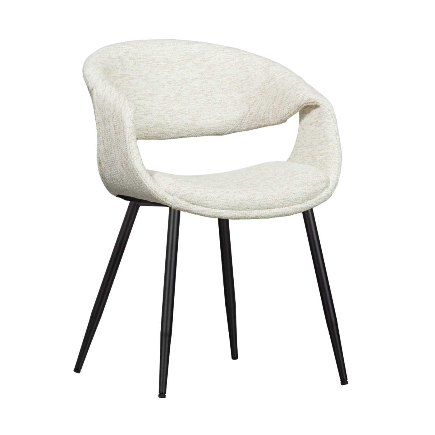 YOSSI Cream Armchair with Black Metal Base