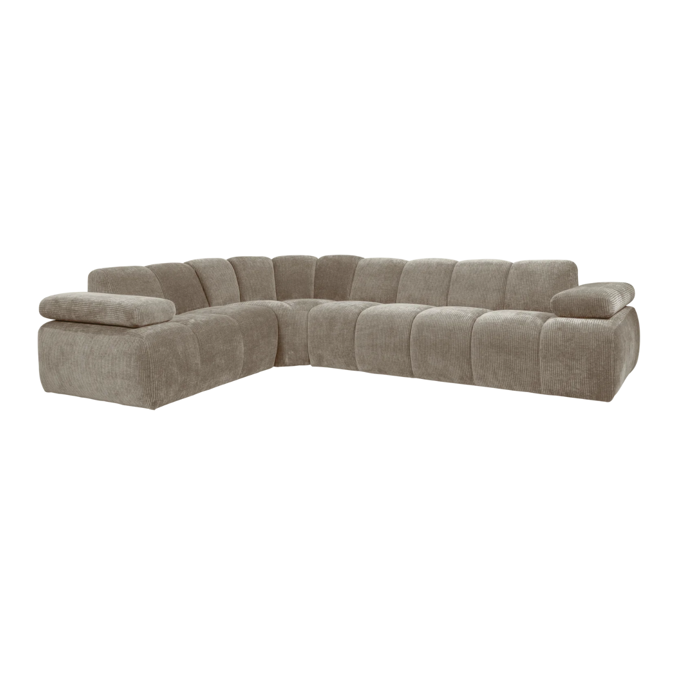 Left-facing modular corner sofa for 6 people MOJO in dark sandy corduroy