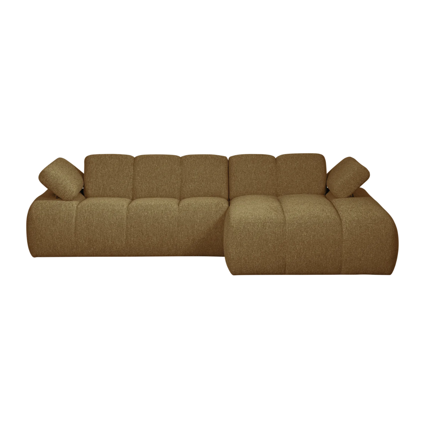 Right-facing modular corner sofa MOJO in dark honey bouclé