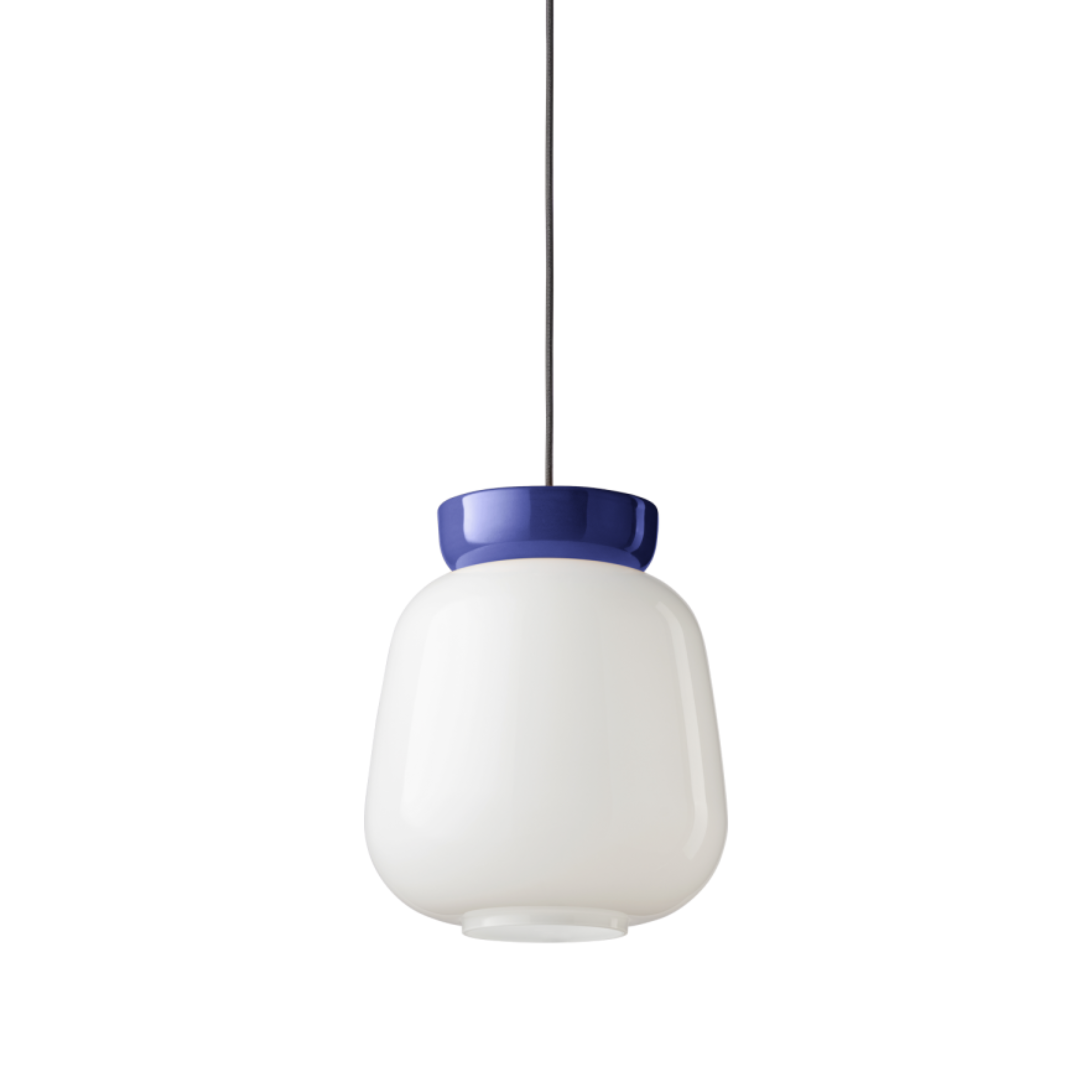 Závěsná keramická lampa CORCOVADO mléčná s modrou barvou