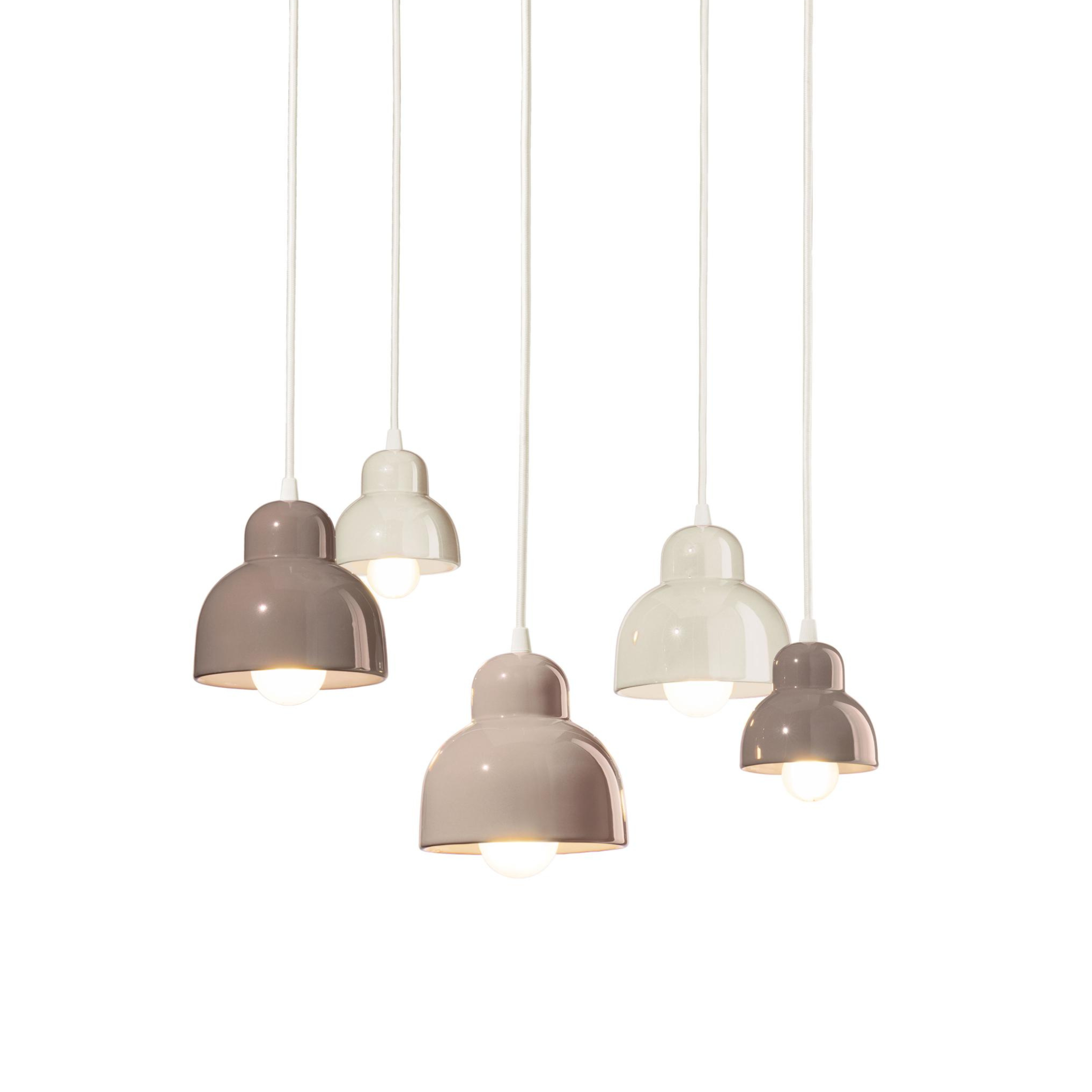 BERIMBAU MIX cream ceramic chandelier with mocha and beige
