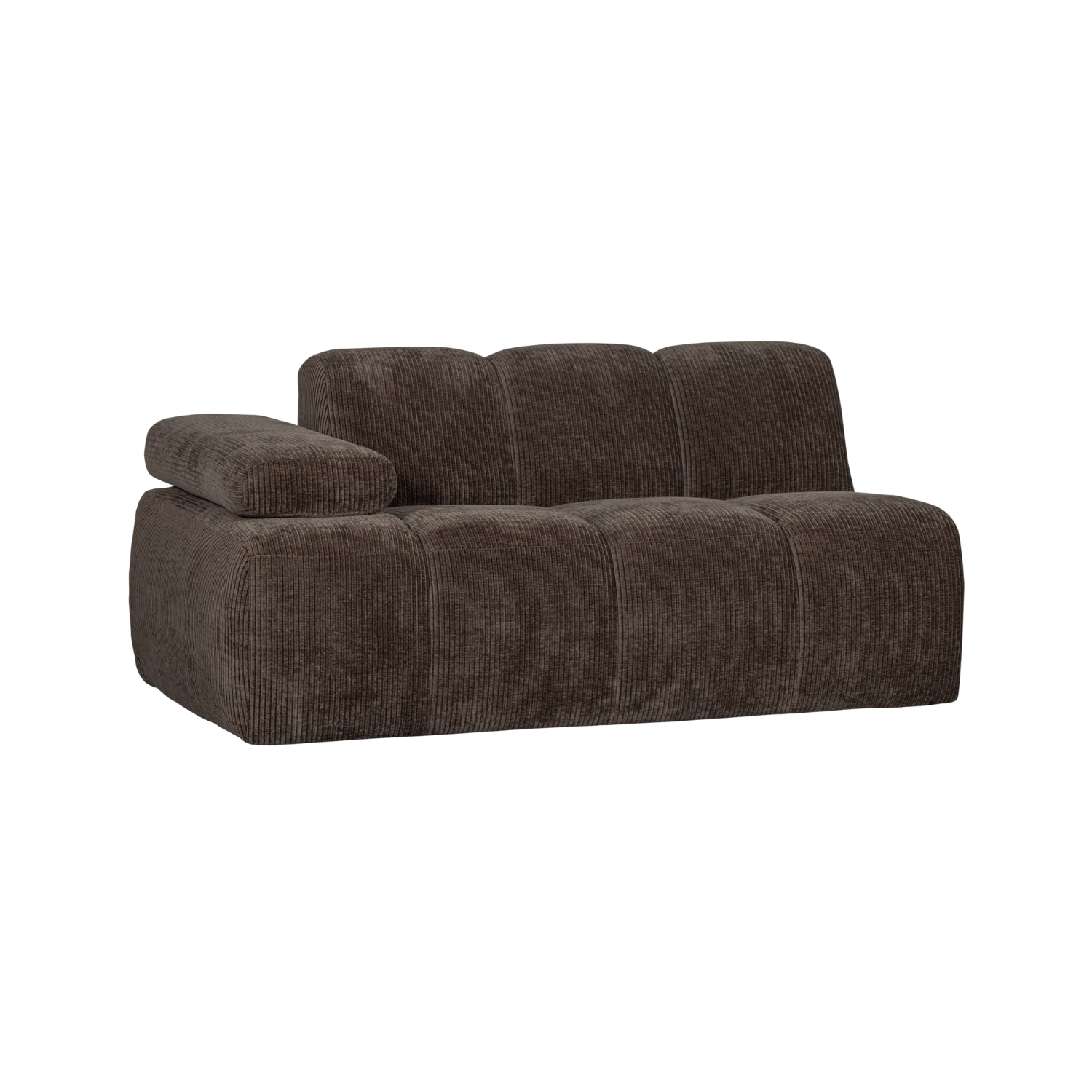 Modulární pohovka MOJO - 1,5-místný levý prvek tmavě hnědý kordurovým materiálem
