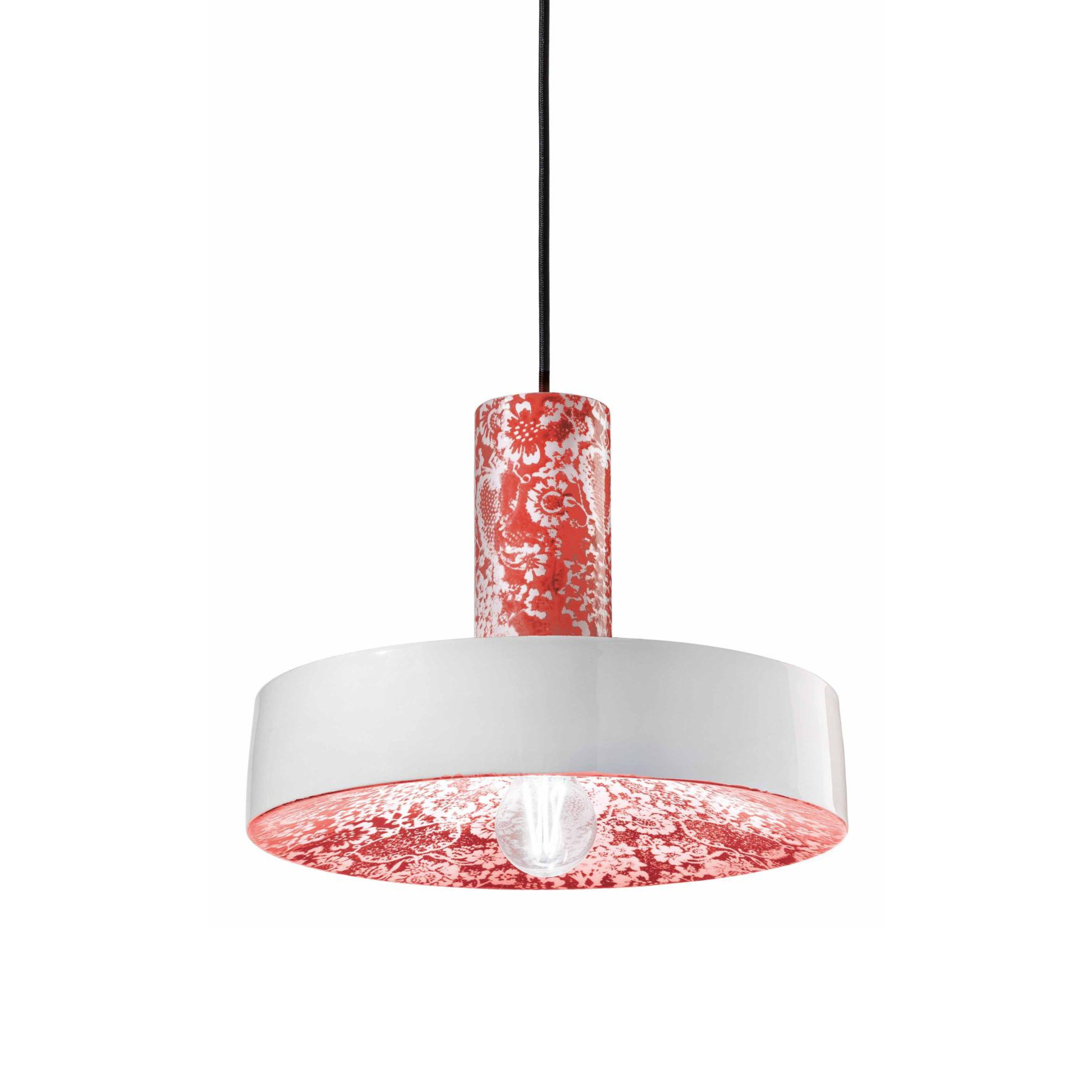 Ceramic pendant lamp PI red flowers