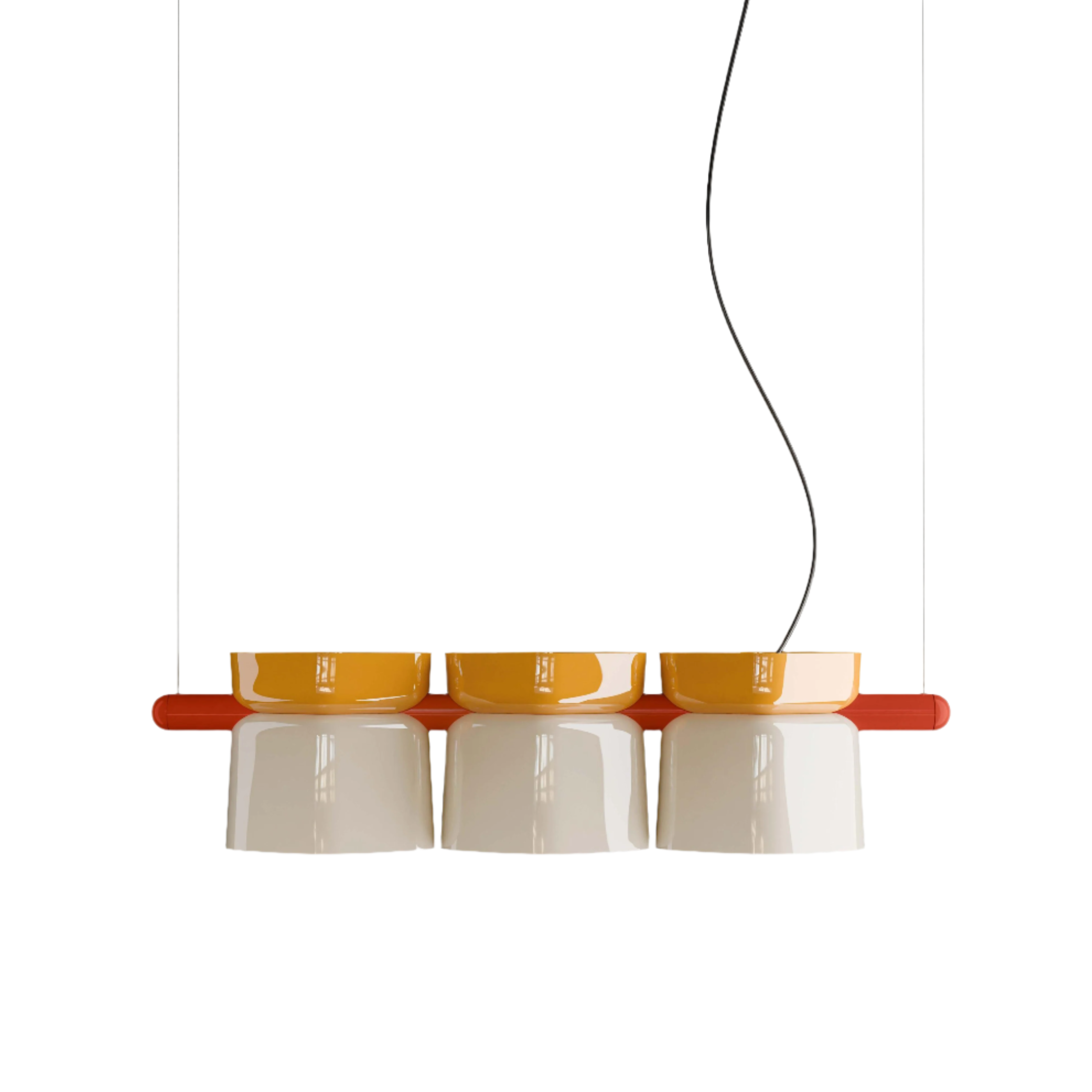 YAKITORI cream ceramic pendant lamp with yellow and orange