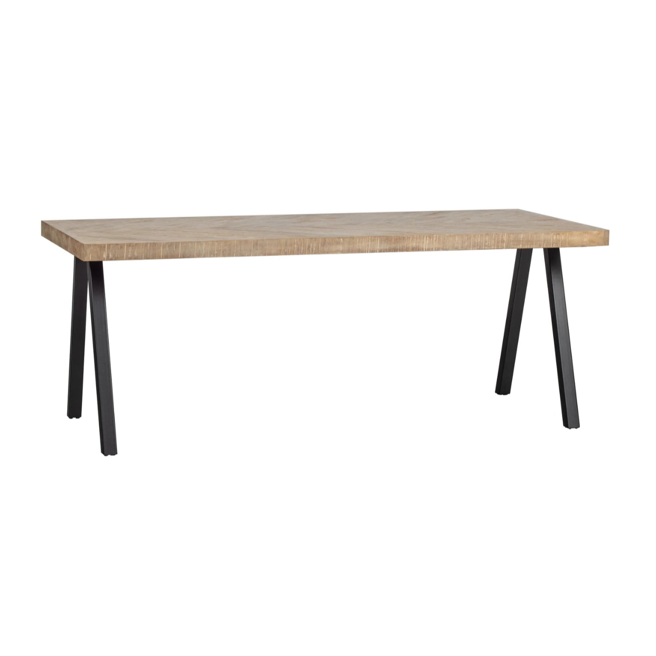 TABLO herringbone table made of mango wood with a V-shaped base