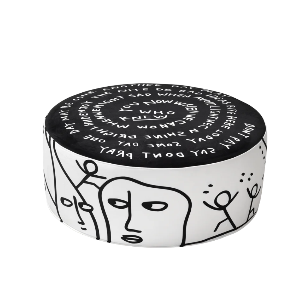 Puf DAWN - ECLIPSE ETCHING bílý s černým