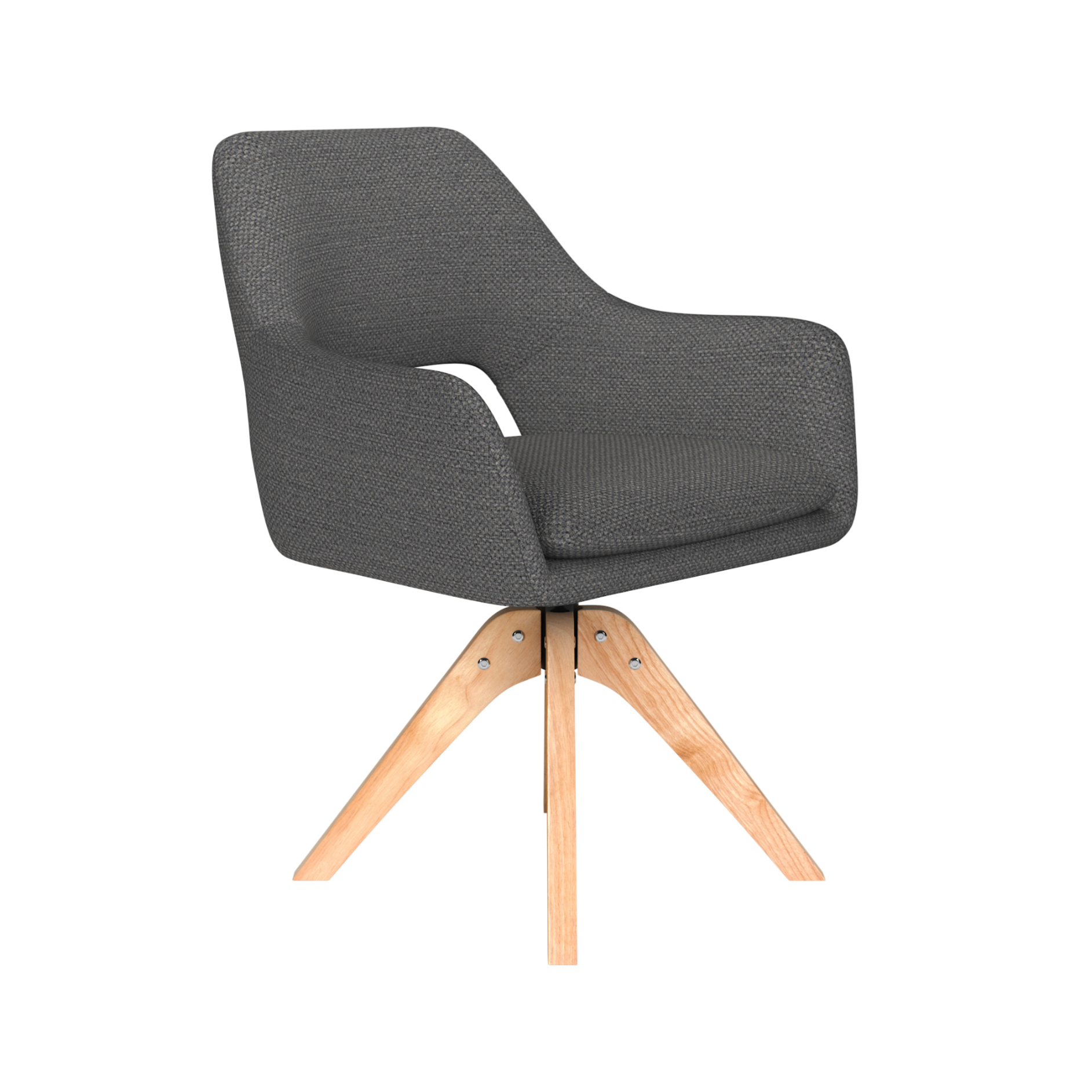 MOS gray swivel chair with wooden base