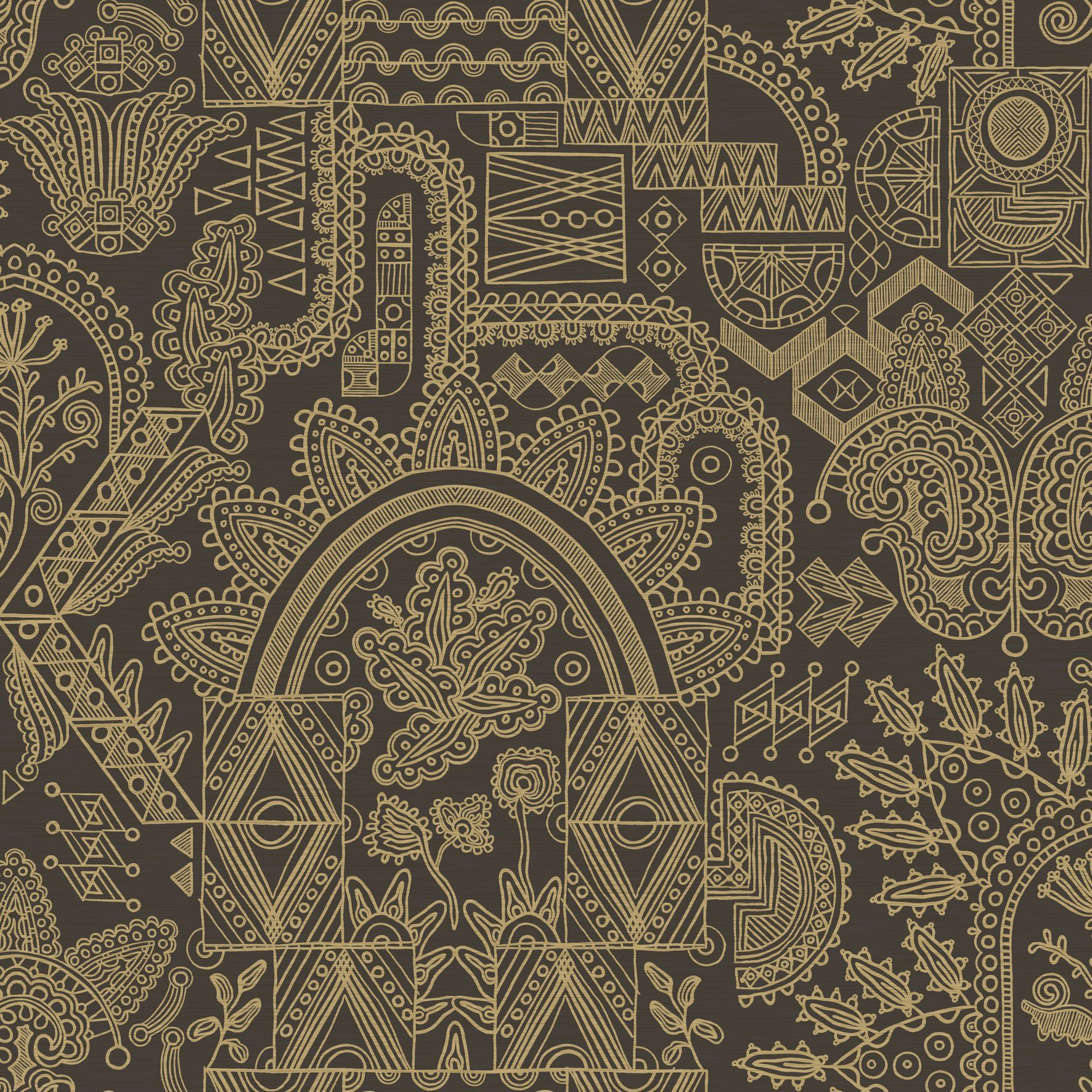 JOIE non-woven wallpaper black with gold