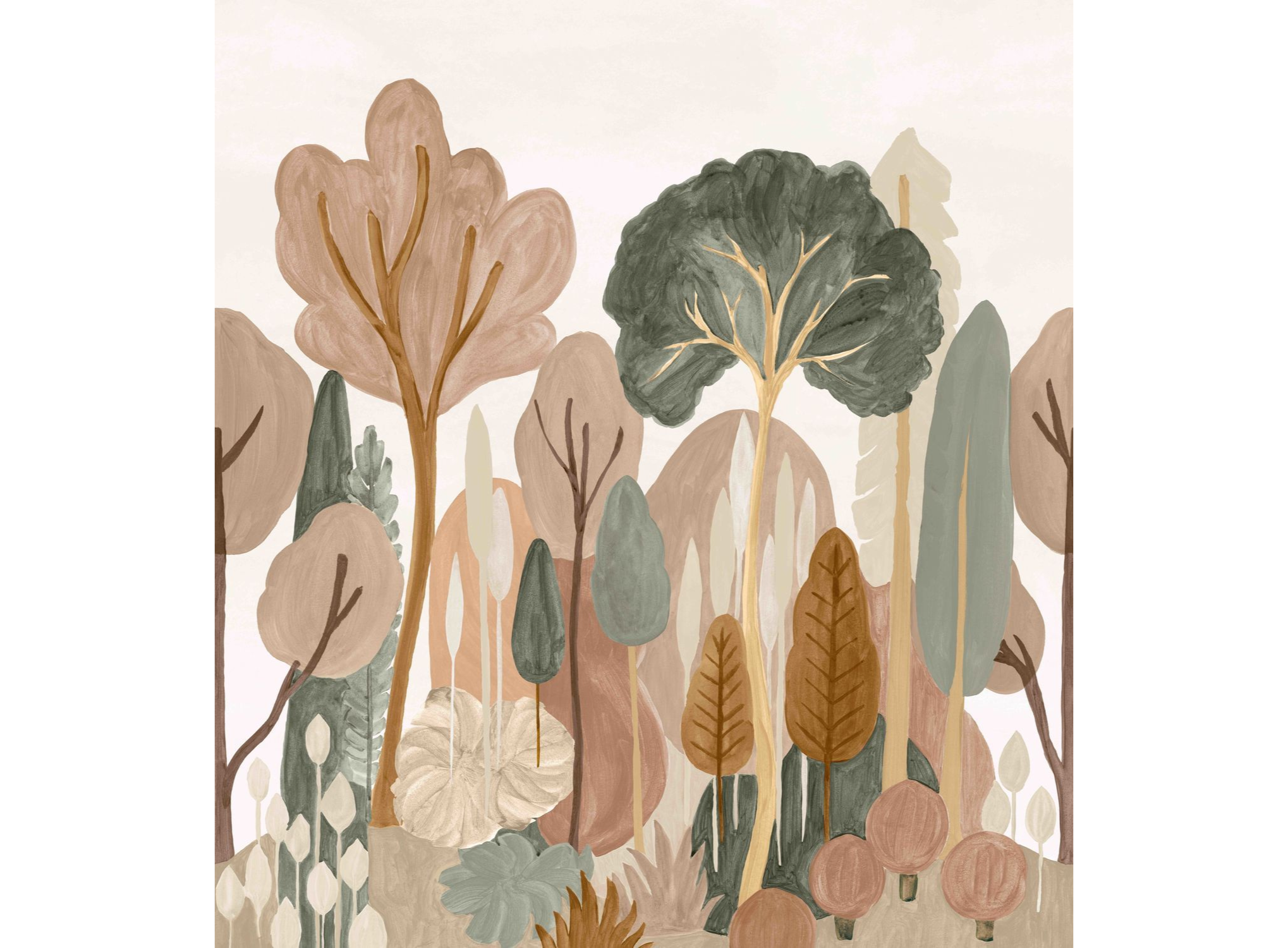 Nástěnný obraz s krajinou stromů ORME hnědý se zelenou