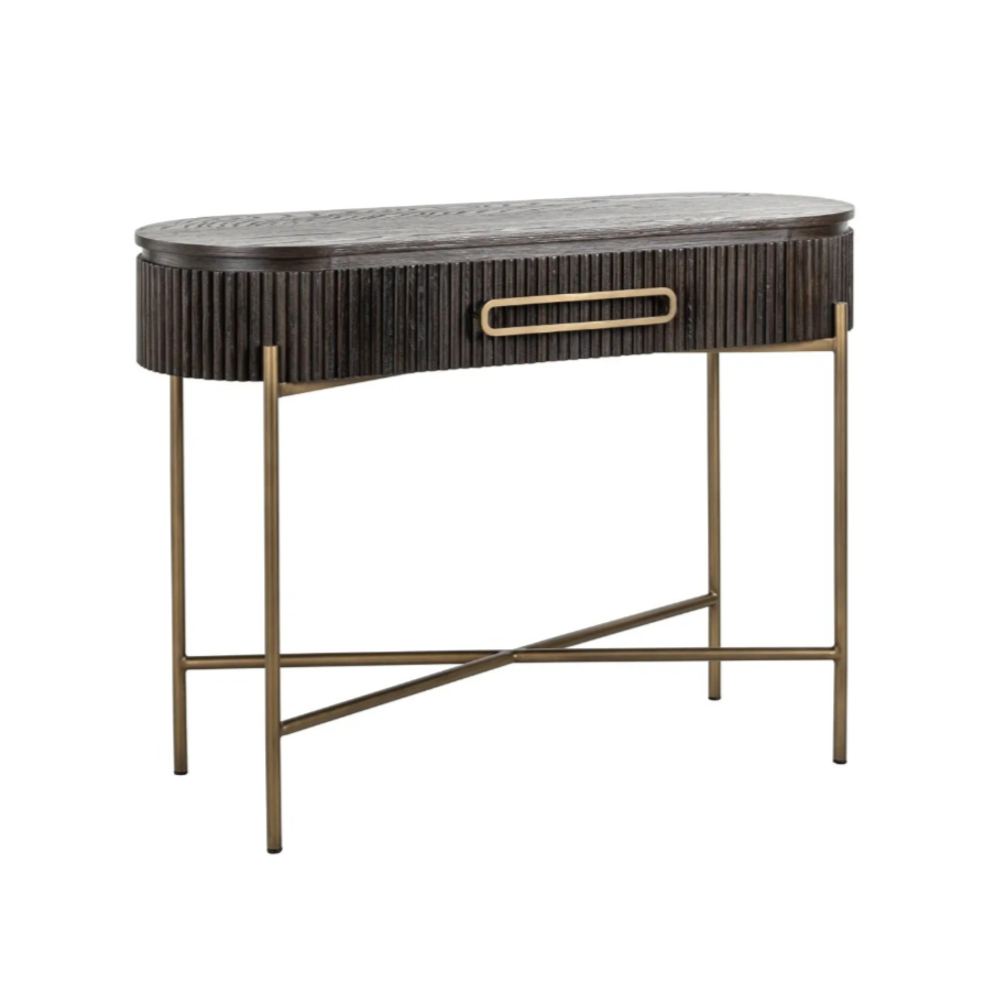 Konzole LUXOR tmavě hnědá s mosazným podstavcem