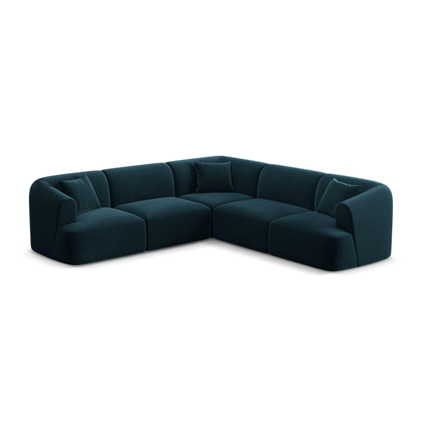Symmetrical Velvet Corner Sofa for 4 People CAMPI Petrol