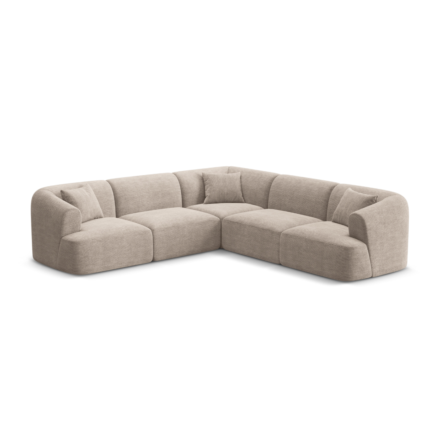 Symmetrical 4-Seater Sofa CAMPI Beige Corduroy