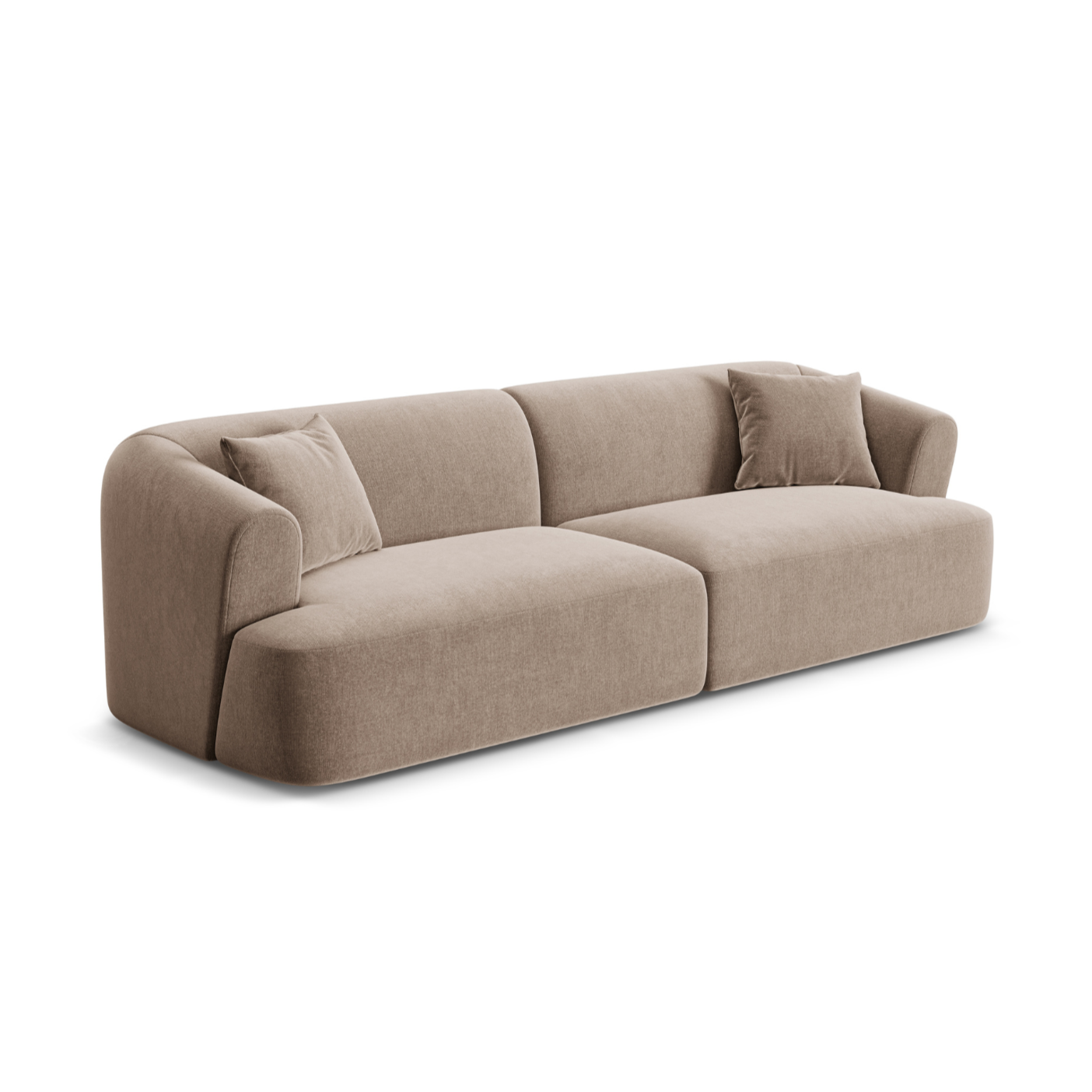 Sofa sametová 4-osobová CAMPI tmavě béžová