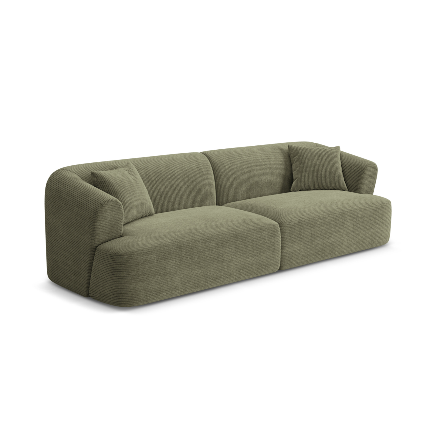 4-seater CAMPI green corduroy sofa