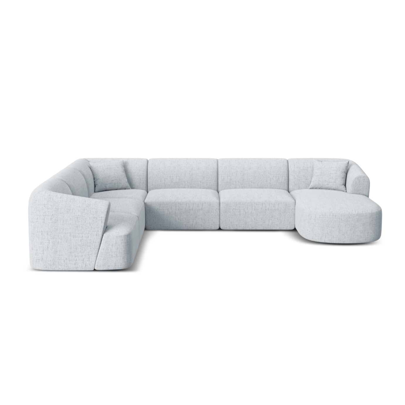 Left-sided panoramic corner sofa for 7 people CAMPI light gray chenille
